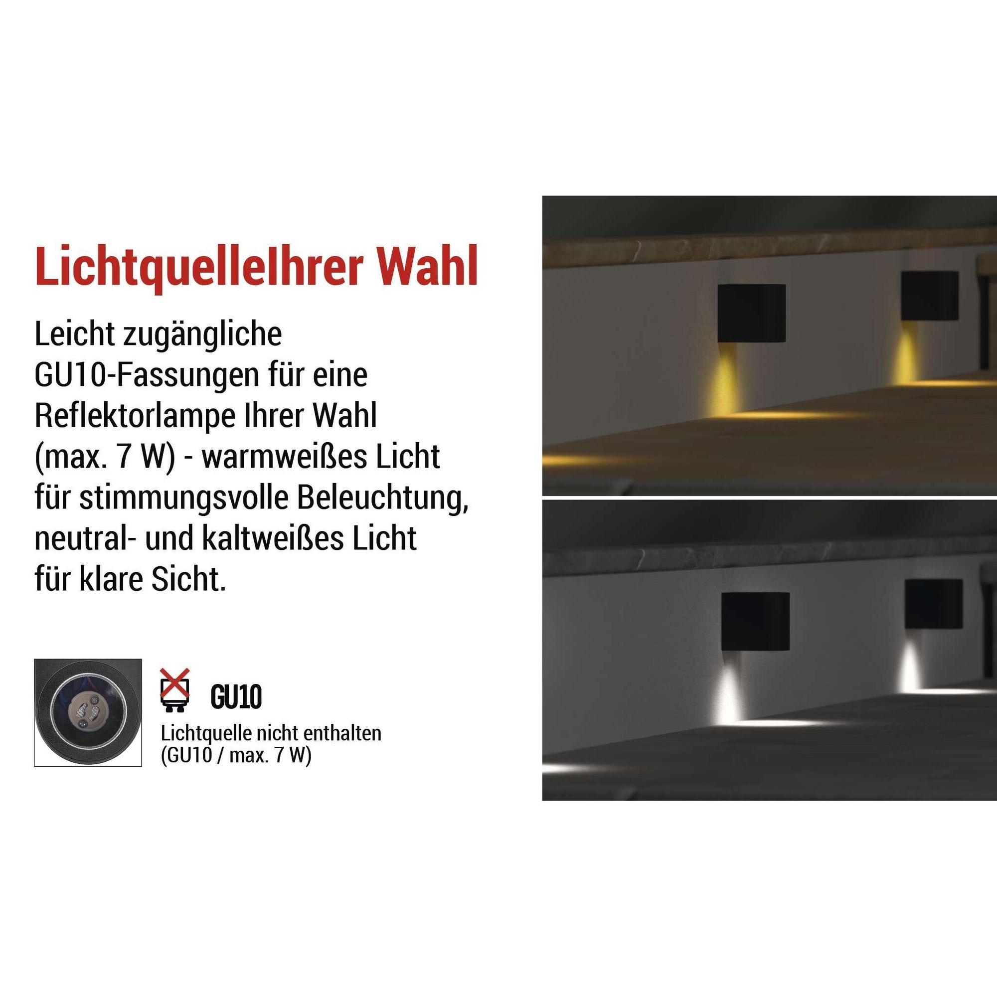 EMOS Außen-Wandleuchte OCULUS für Haus und Garten mit 1x GU10-Fassung, wasserdicht, für 1x Reflektor-Birne max. 35 W, zur Wandmontage, ZGF010P