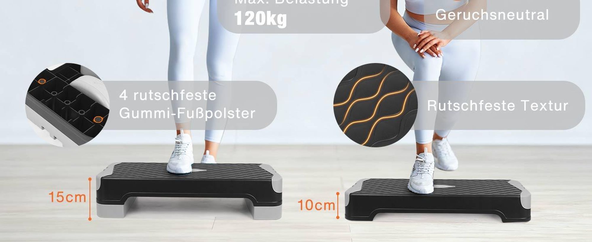 DH FitLife Stepper für Zuhause mit Balance Training, Verstellbares Steppbrett 10/15 cm, Aerobic Stepper für Fitness & Koordinationstraining