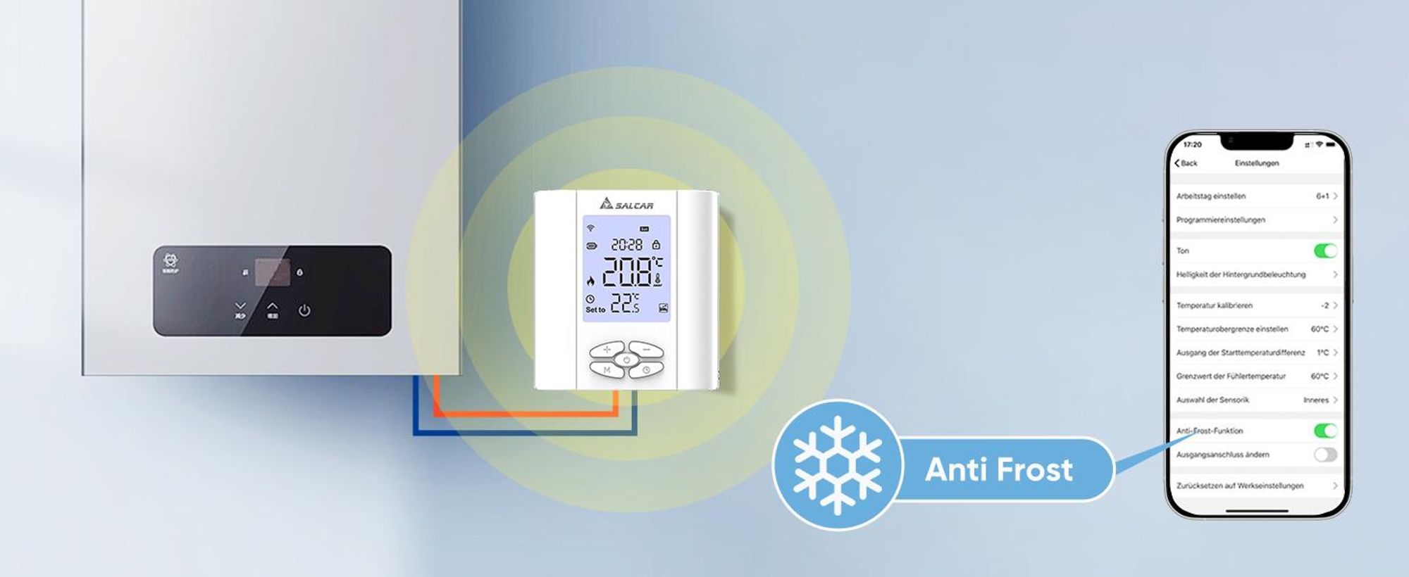 SALCAR Smart Thermostat Boiler WLAN Heizungsthermostat T5W WiFi Raumthermostat