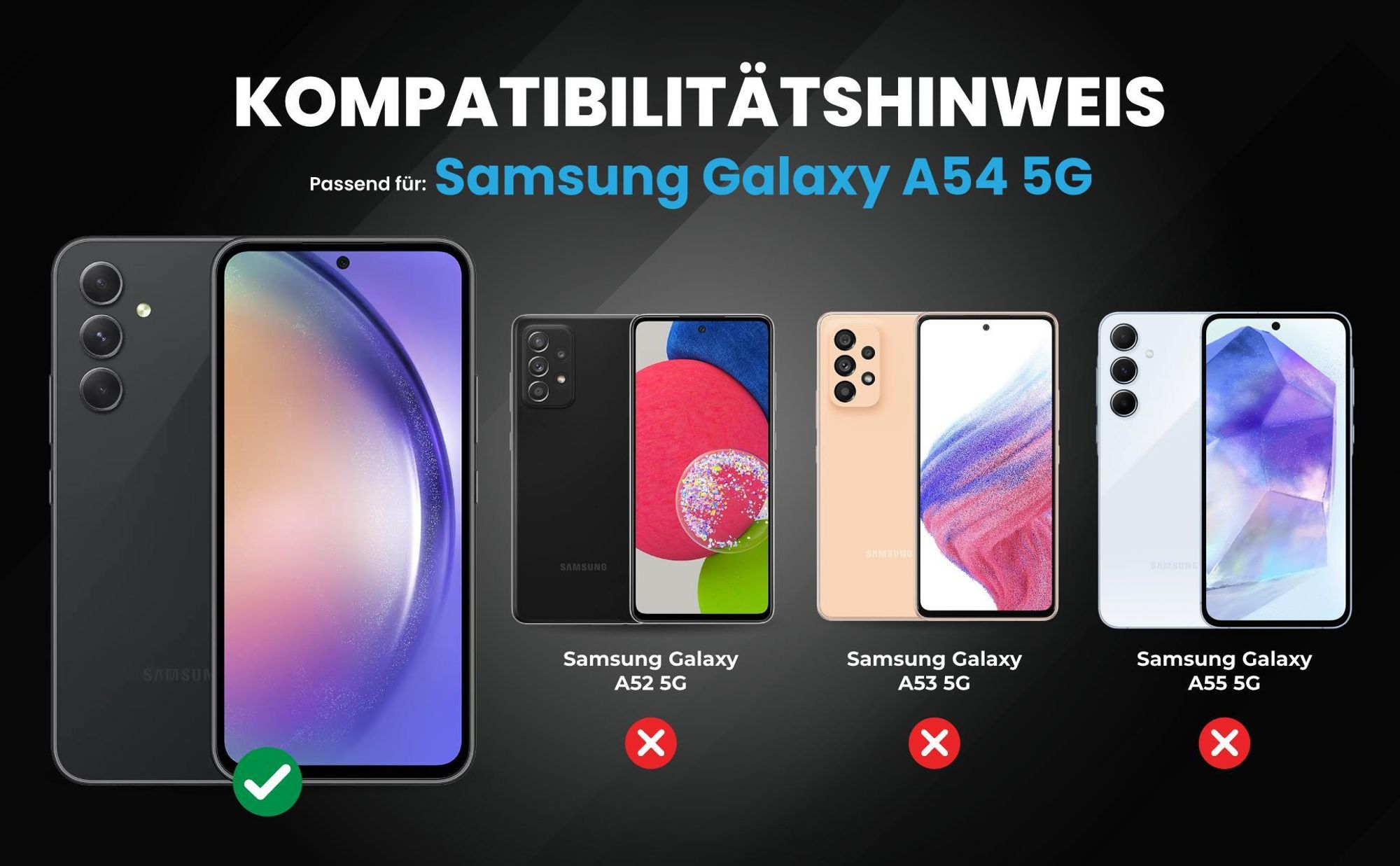 Kompatibilitätshinweise Hülle für Samsung Galaxy A54 5G