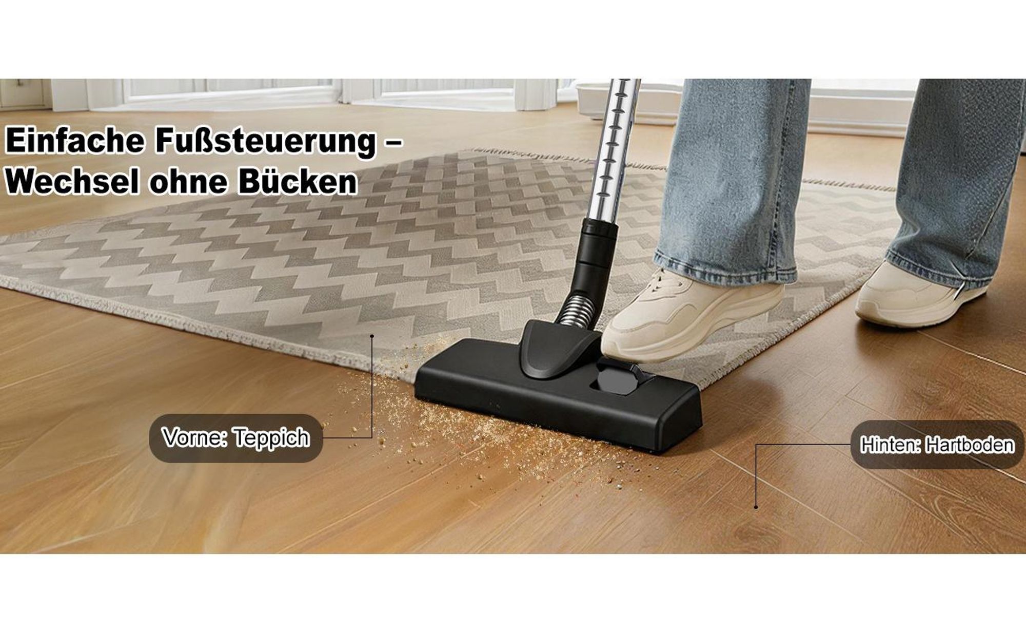 Bodenstaubsauger staubsauger beutellos, Hygiene-Filter, hohe Saugkraft kompakt für Hartboden/Teppich, Turbodüse, Polsterdüse, 6m langes Kabel