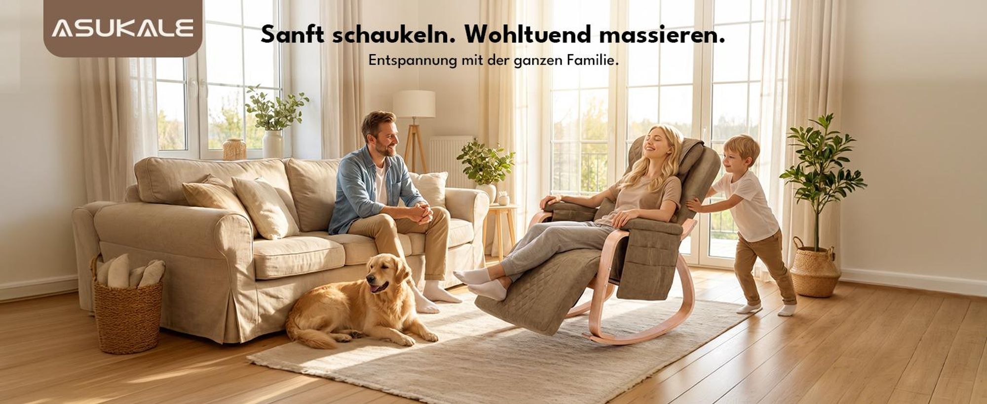 Schaukelmassagesessel, komfortabler Relaxsessel mit Massagefunktion für Zuhause