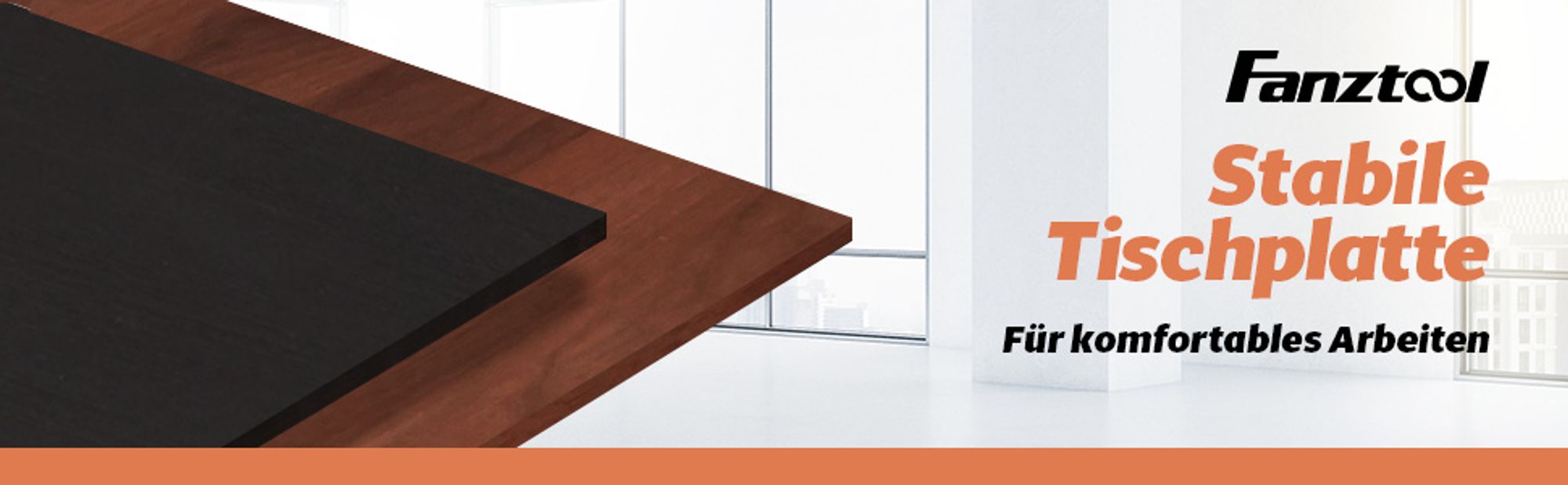 FANZTOOL Tischplatte 140x70 cm, MDF mit HPL-Beschichtung, schwarz, für Schreibtisch & Esstisch