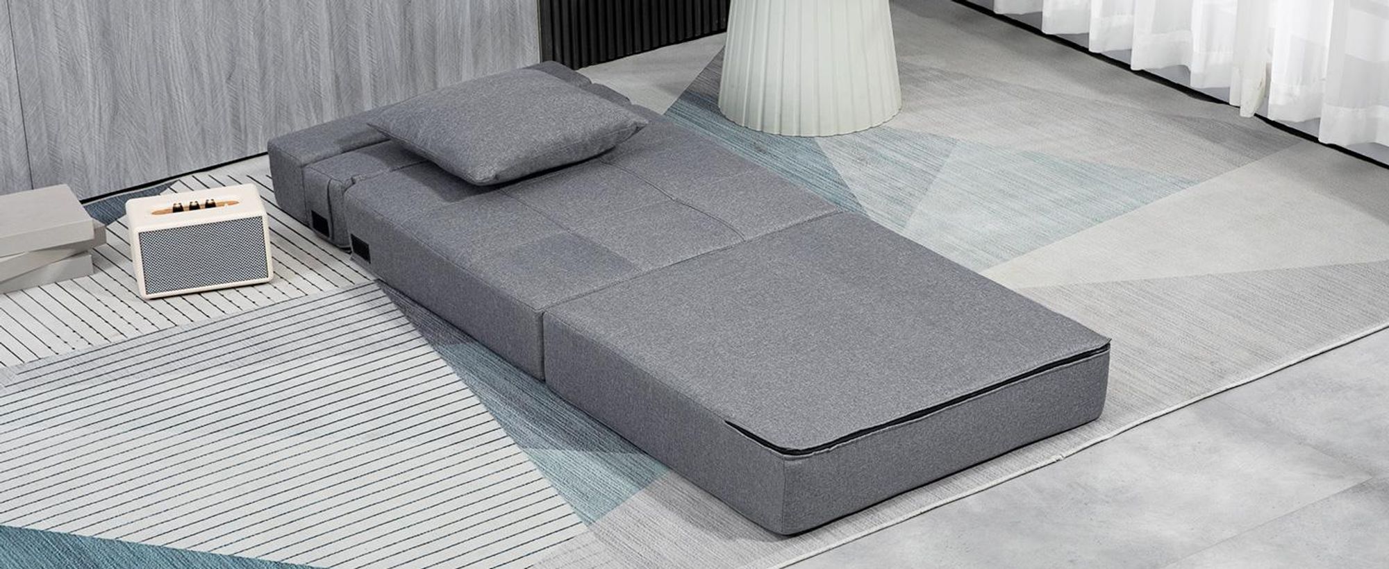 HOMCOM Schlafsessel Schlafsofa Sofabett Einzelsofa mit Waschbarem Kissen Grau