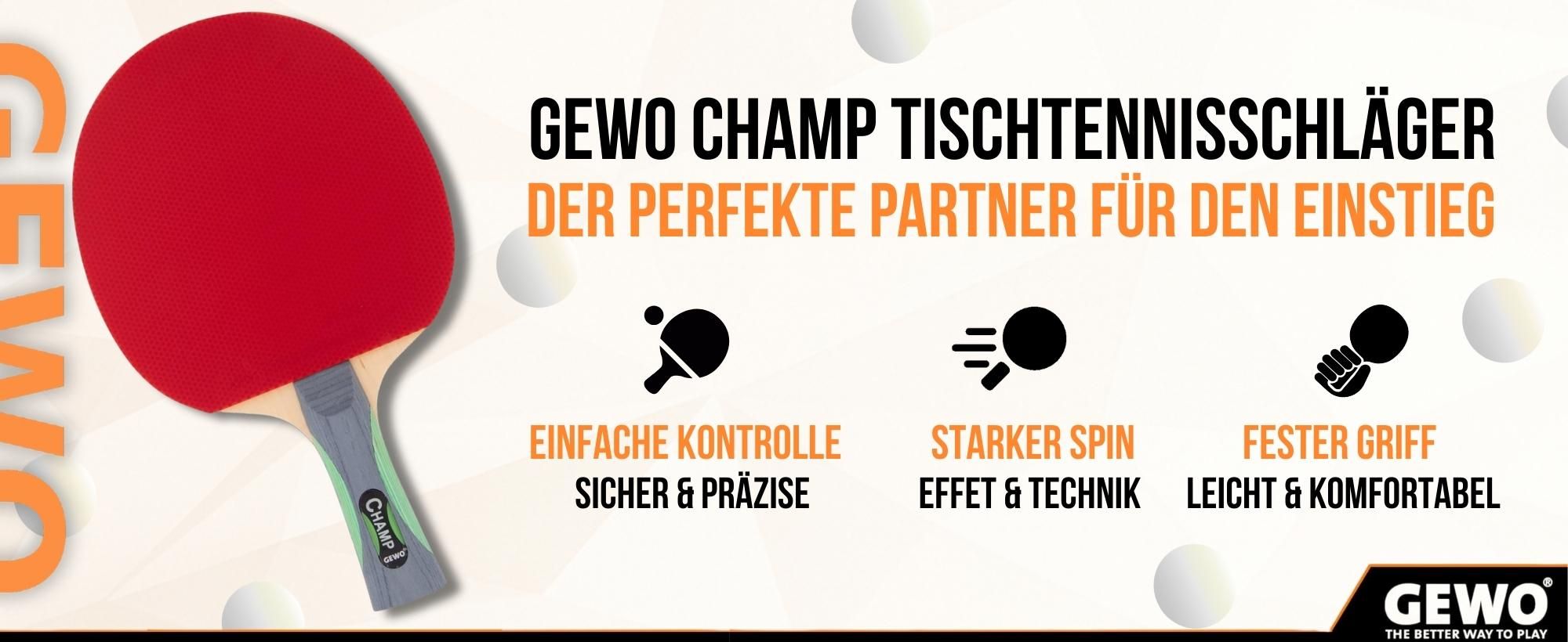 GEWO Tischtennisschläger Champ, Tischtennis Schläger, allround Tischtennisschläger