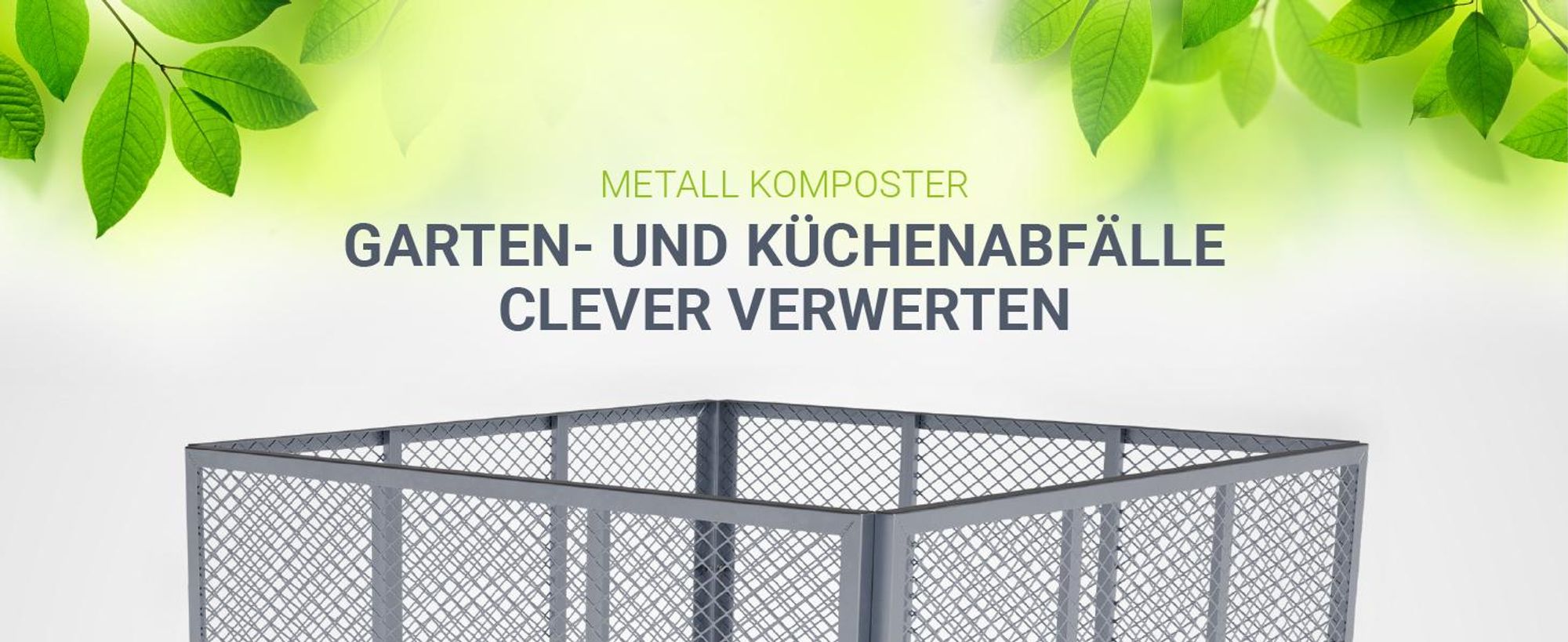 Juskys Metall Komposter 800 L, stabil, wetterfest & kompaktes Stecksystem – Silber