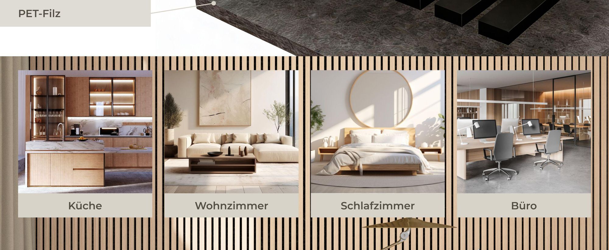 tectake® Akustikpaneele Sonic Wall Holzoptik in Eiche schwarz je 60 x 120 x 2,1 cm, Größe flexibel anpassbar