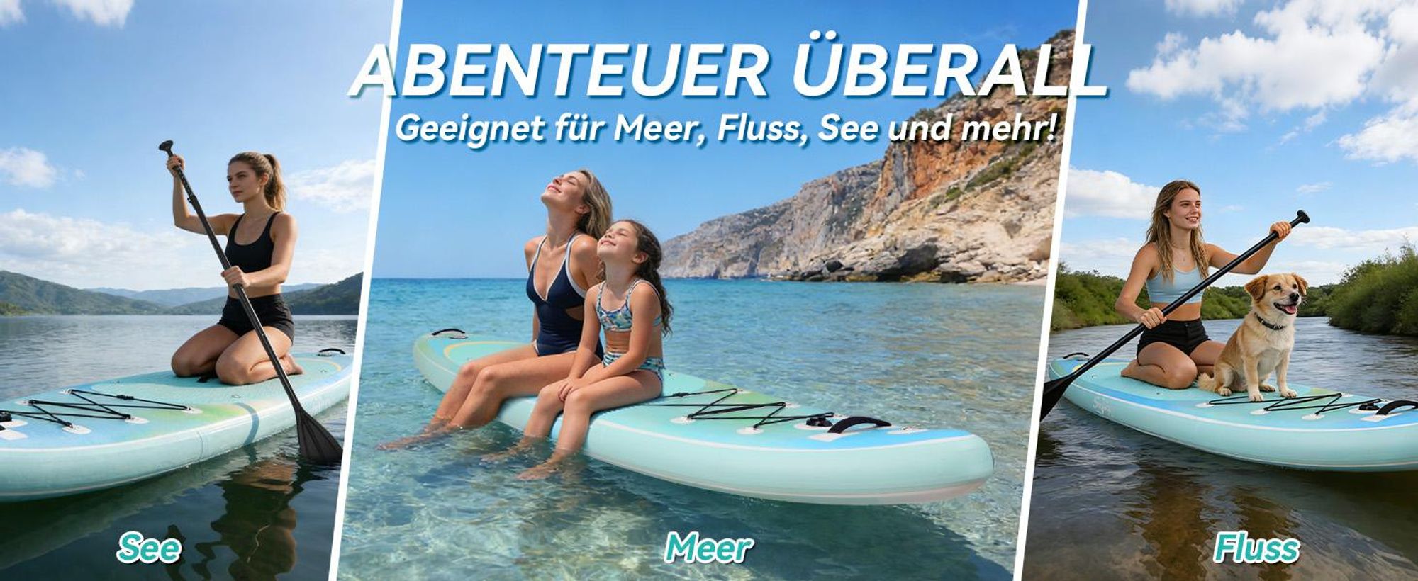 Puluomis SUP Board mit Sitz 335cm, Stand Up Paddle Boards Set, Paddling Paddelboard Surfbrett Aufblasbar, Pumpe Tragetasche, MB. bis 150Kg Mintgrün