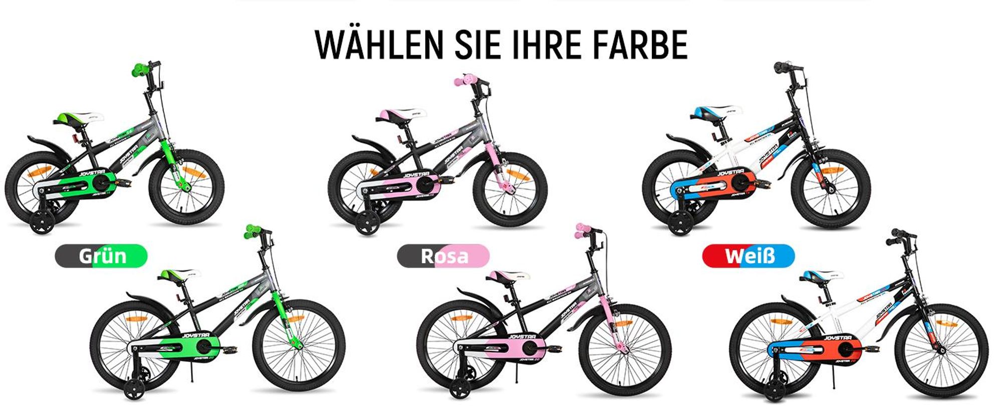 JOYSTAR Berry 16 Zoll Kinderfahrrad für 2-13 jährige Jungen & Mädchen, Jungenfahrrad mit Stabilisatoren