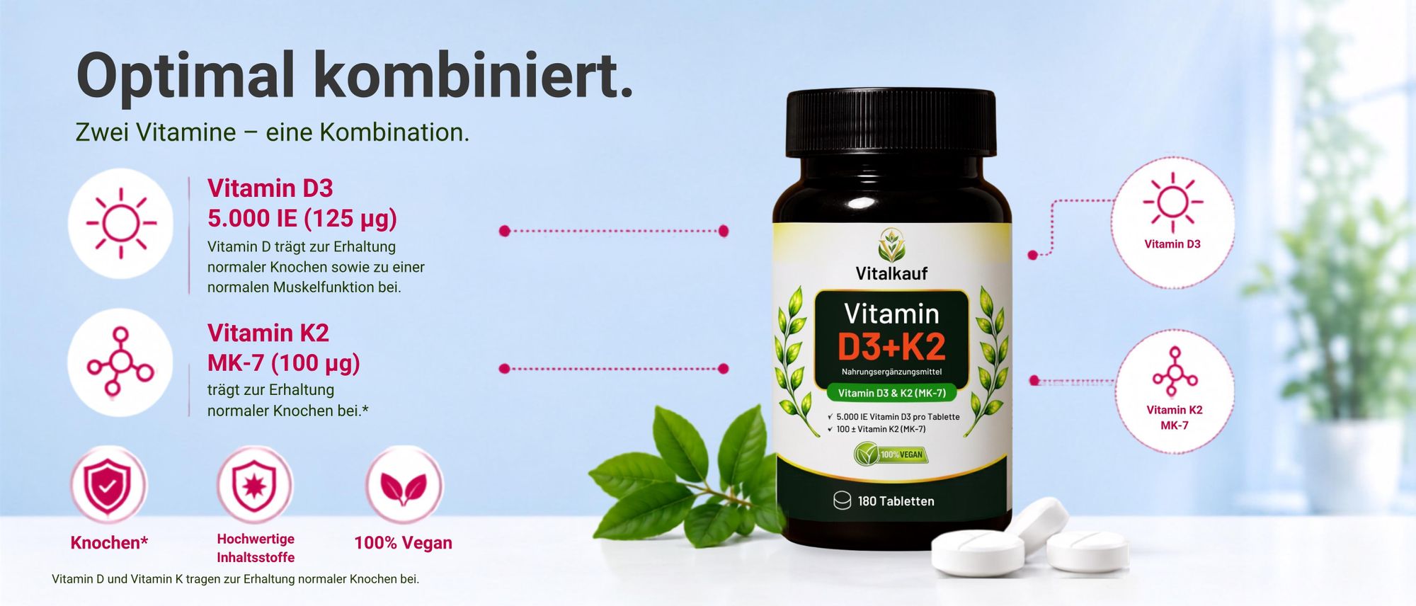 Vitalkauf Vitamin D3 + K2 MK-7