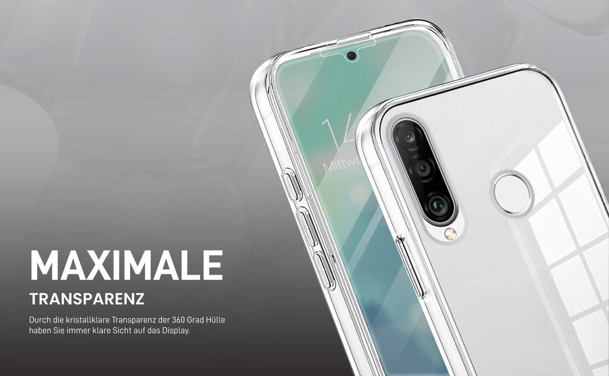 Transparentes 360 Grad Cover Front Back für Huawei P30 Lite