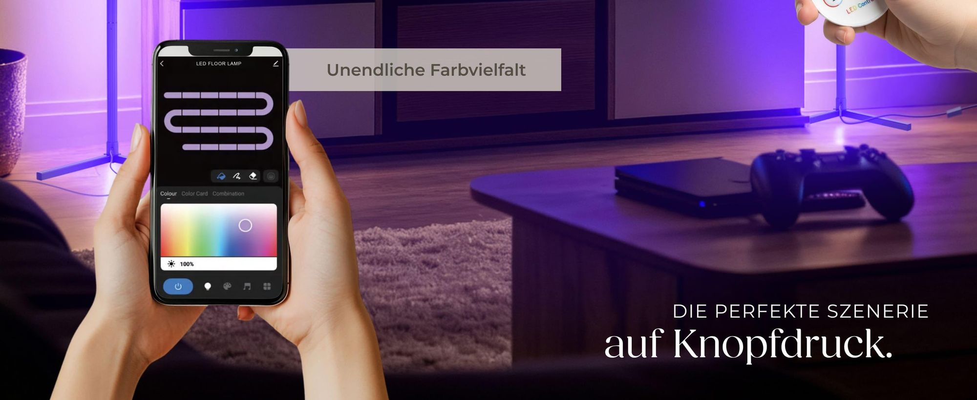 LED-Stehlampe Spectra 16 Millionen Farben, über 200 Lichteffekte Innovativer Musik-Aktivierungsmodus
