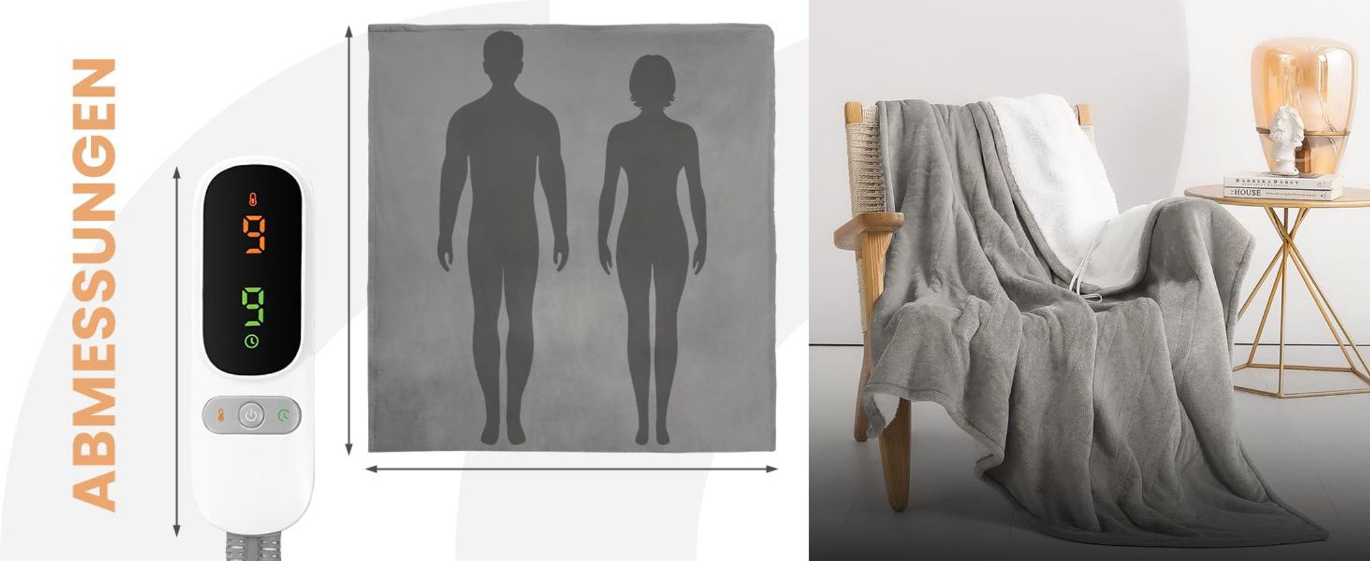 MalTec Wärmedecke Heizdecke elektrische, weich angenehm Wärmeunterbett Kuschelheizdecke 180x160cm