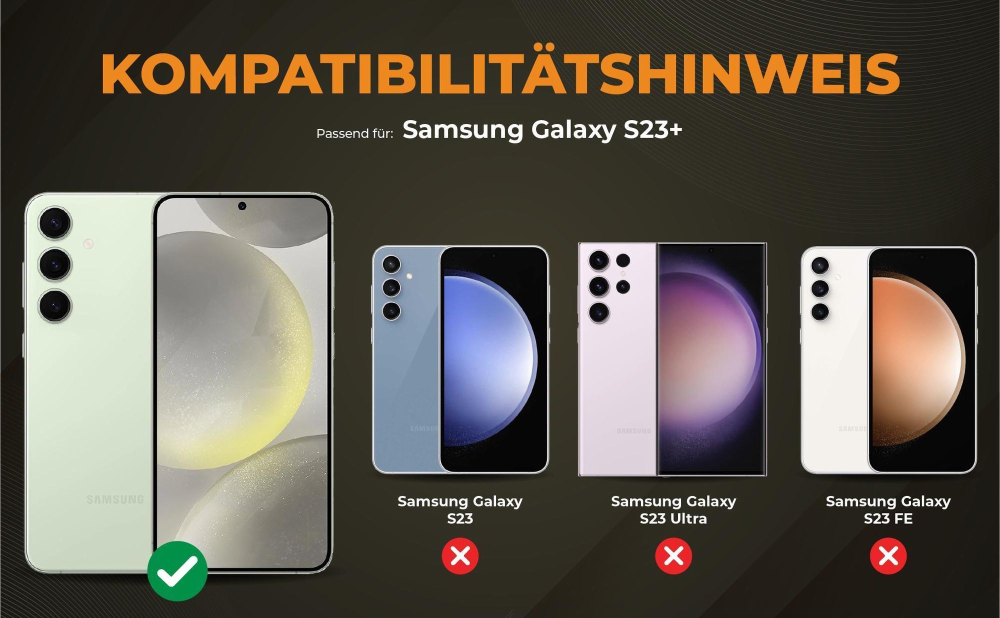 Kompatibilitätshinweise Hülle für Samsung Galaxy S23+