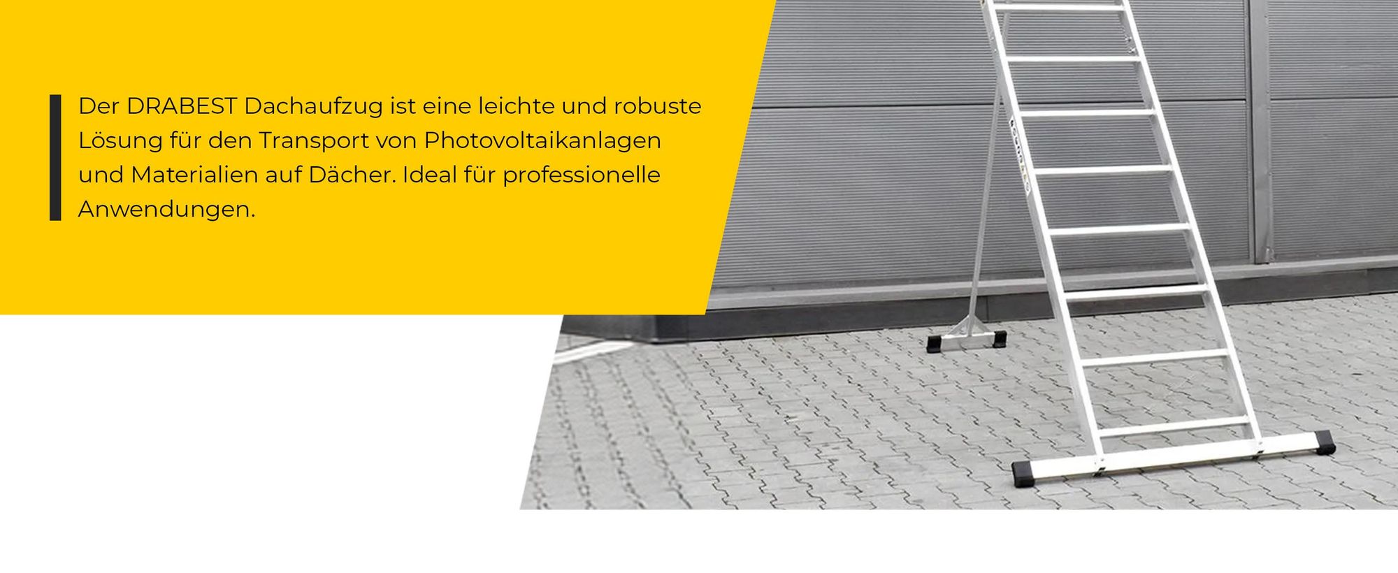 Drabest | Dachaufzug für Photovoltaikanlagen, Aluminium, 12,5 m, Tragkraft 125 kg, elektrische Winde 230 V 1050 W, Seil 12 m