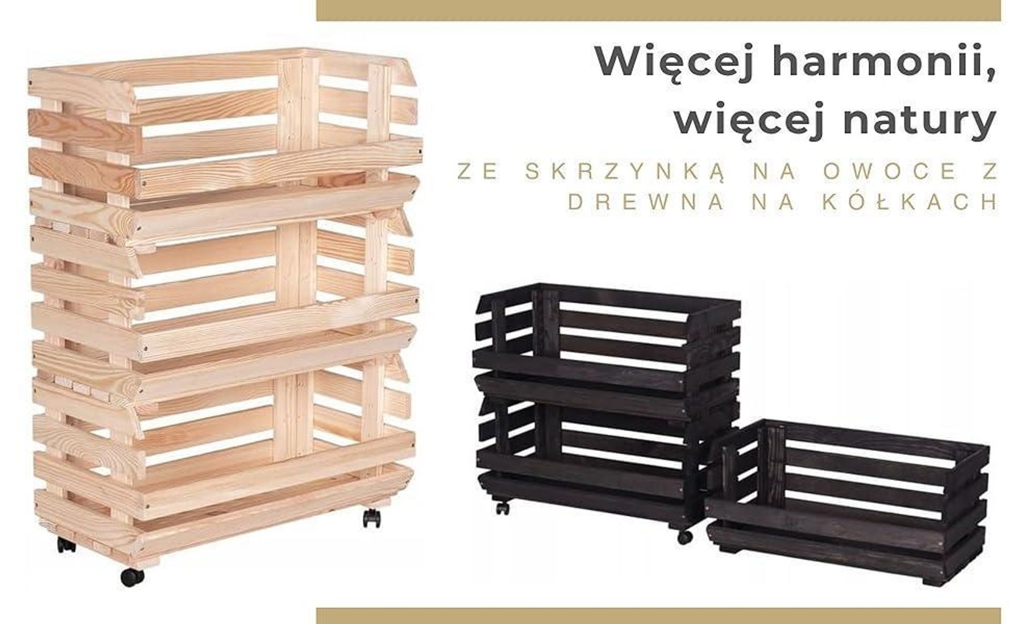 STOLMAK Drewniana Skrzynka na Owoce na Kółkach 57x79x30 cm Regał na Warzywa i Ziemniaki 3 Poziomy