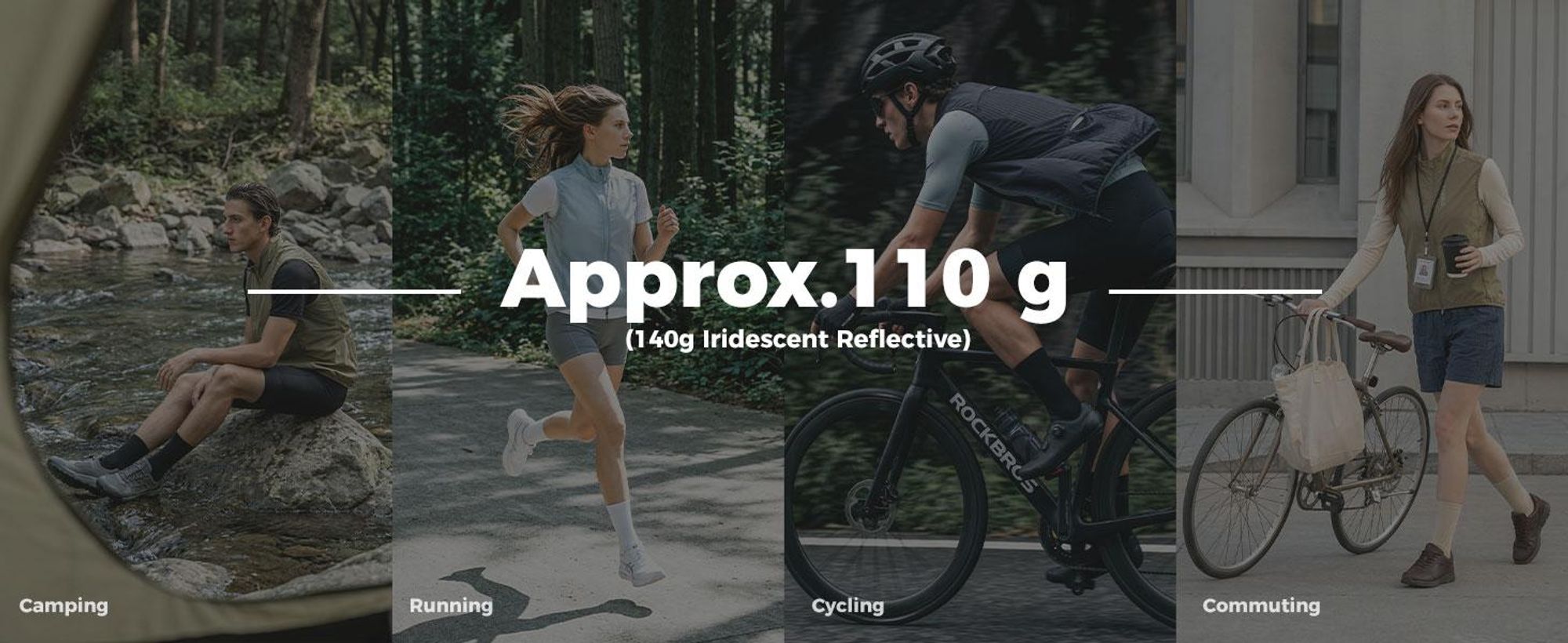 ROCKBROS Packbar Fahrradweste Leichte Winddichte Fahrradjacke Atmungsaktive Fahrrad Weste für Rennrad MTB Irisierend Reflektierend EU Größe S