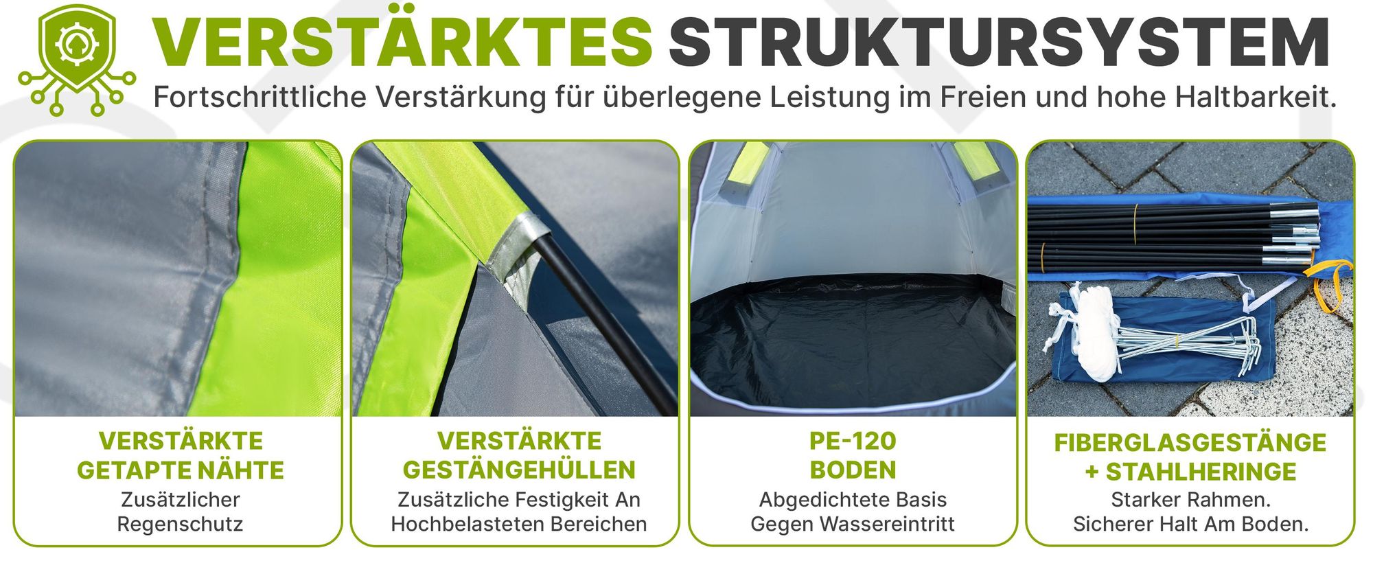Campela Tropical 4 Familienzelt – 4-Personen-Kuppelzelt mit Vorraum – wasserdicht 3000 mm – leicht & kompakt für Camping