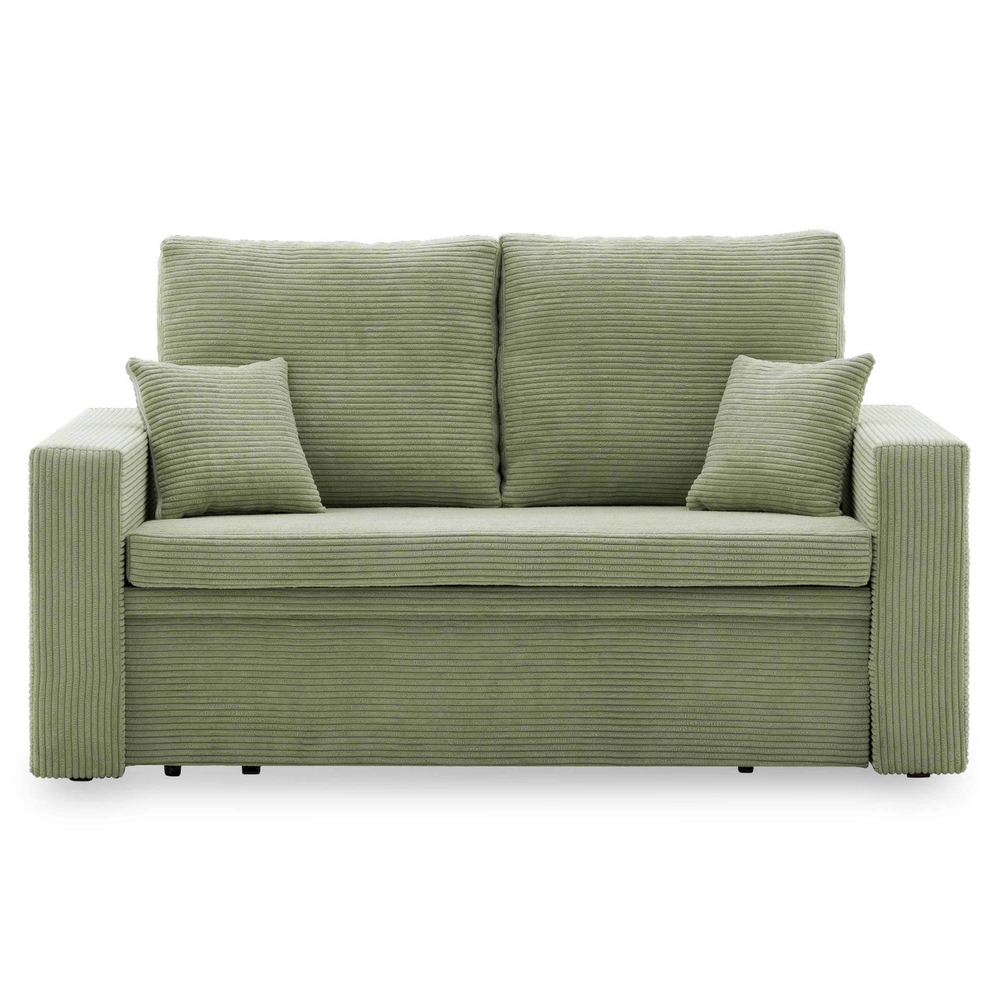 Schlafsofa AIKIDO, POSO-Stoff in Olivgrün, Modell 150x85 cm