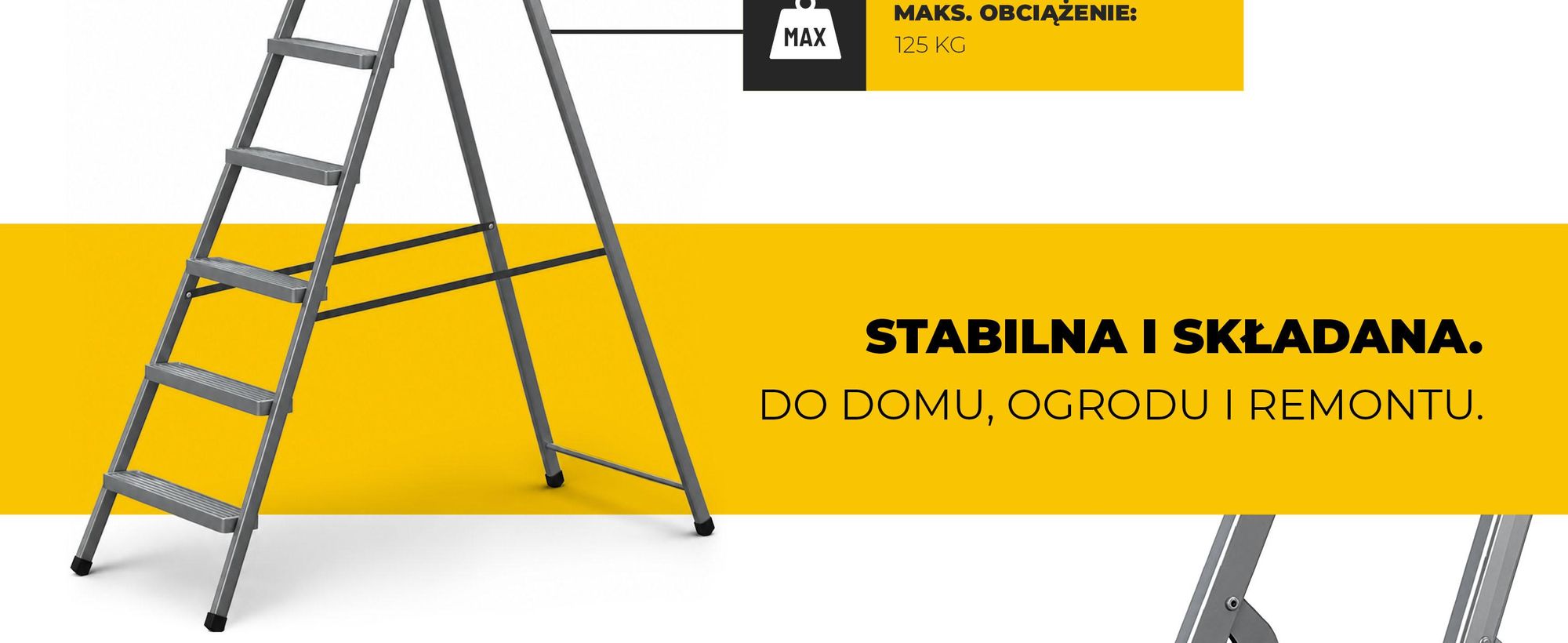 DRABEST | Drabina stalowa jednostronna 6-stopniowa składana, wysokość robocza 3,2 m, udźwig 125 kg, antypoślizgowe stopnie