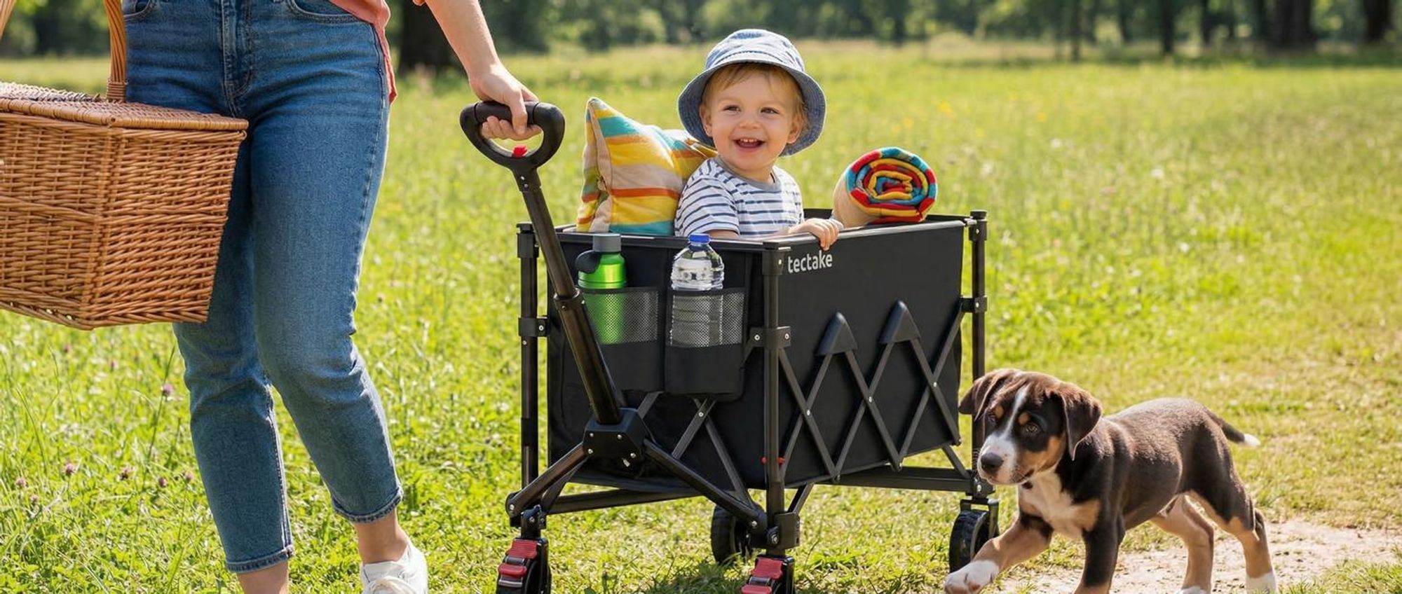 tectake® Bollerwagen RollRider inklusive Einlegeboden, Belastbarkeit 80 kg