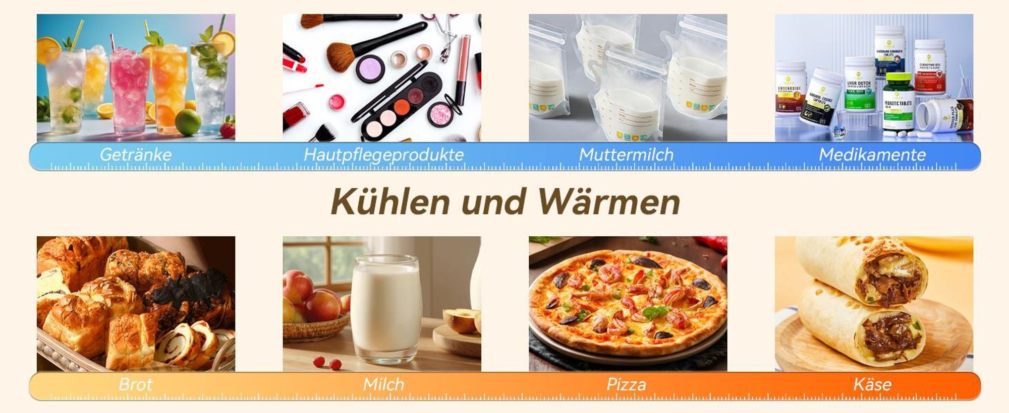 Puluomis Mini Kühlschrank 10L, 2 in 1 Warm- und Kühlbox tragbar Ultra-Leiser Auto Kühlbox (<30dB) 12V/220V /230V AC/DC für Getränkedosen, Snacks Grau