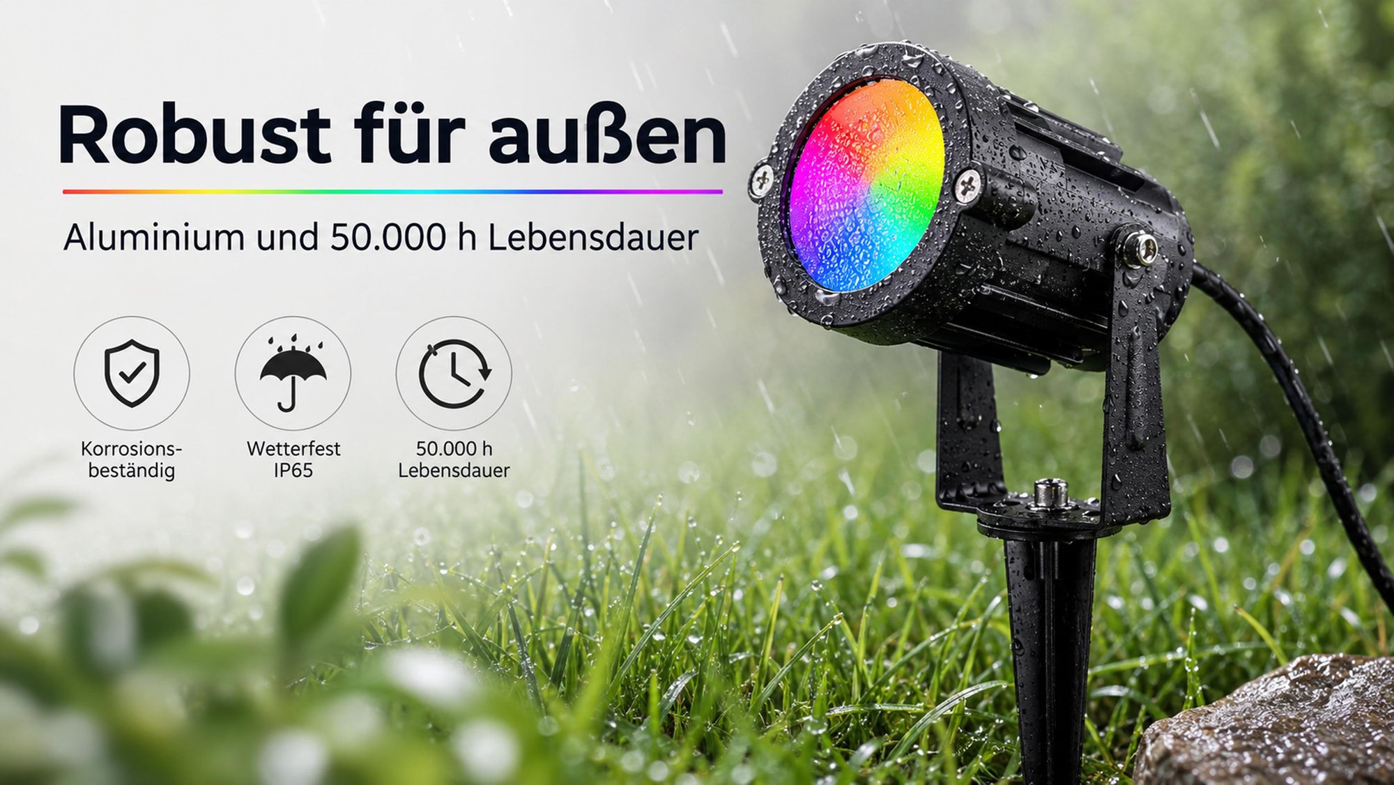 12V LED Gartenstrahler Gartenleuchte RGB, 6W, 16 Farben + Warmweiß, Fernbedienung, Memory, 90°, Gartenbeleuchtung für Garten/Hof/Bäume(4er-Pack)