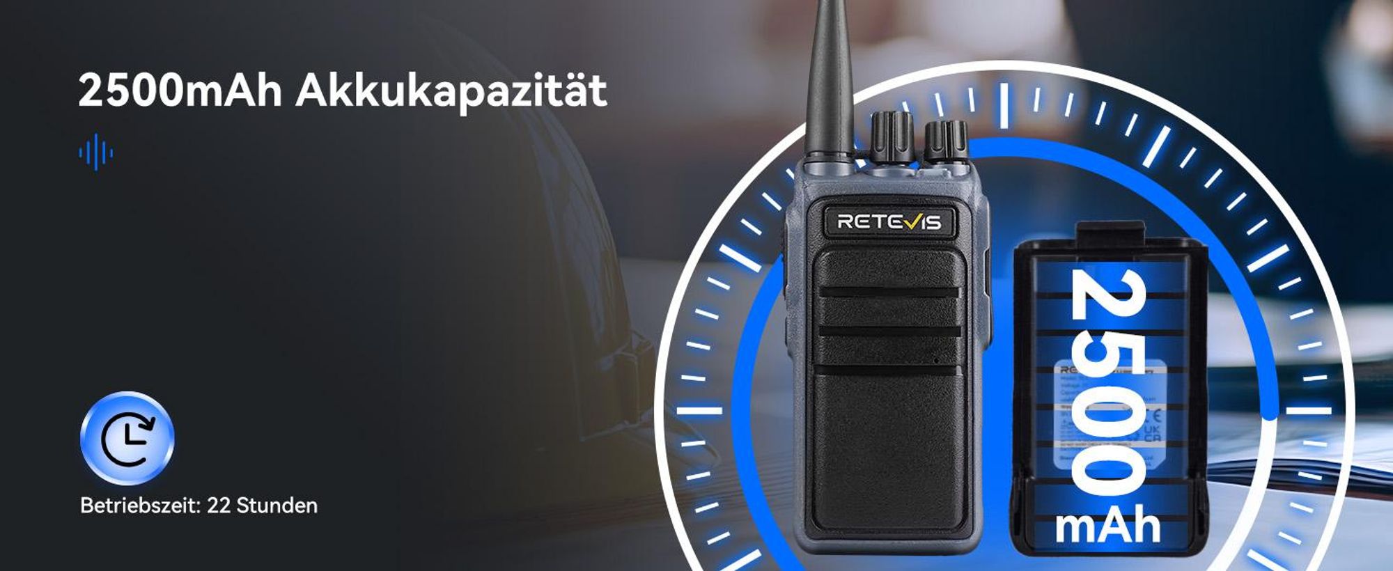 Retevis C64 Funkgeräte set, Professionelles Walkie Talkie Intelligente Spracherkennungs, 2500 mAh, Rauschunterdrückung, Handfunkgerät mit Headset