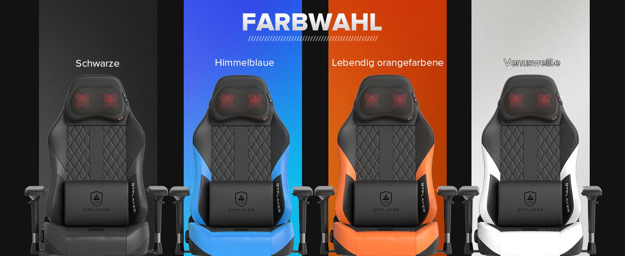 GTPLAYER Gaming Stuhl mit Massage, Gamer Stuhl mit Taschenfederkissen Fußstütze, Ergonomischer Gaming Sessel Bürostuhl 4D Armlehnen, PC-Stuhl blau