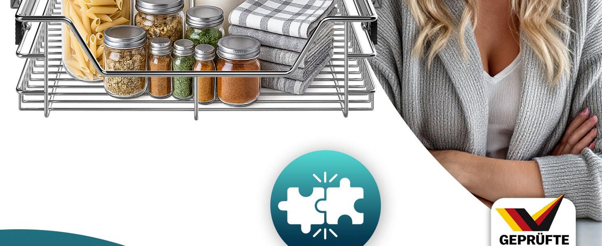 CASARIA® 3x Teleskopschublade Nachrüsten Schublade Küche 40cm 20kg Belastbar Verchromt Korbauszug mit Zubehör Haushalt Küchenschrank Kleiderschrank