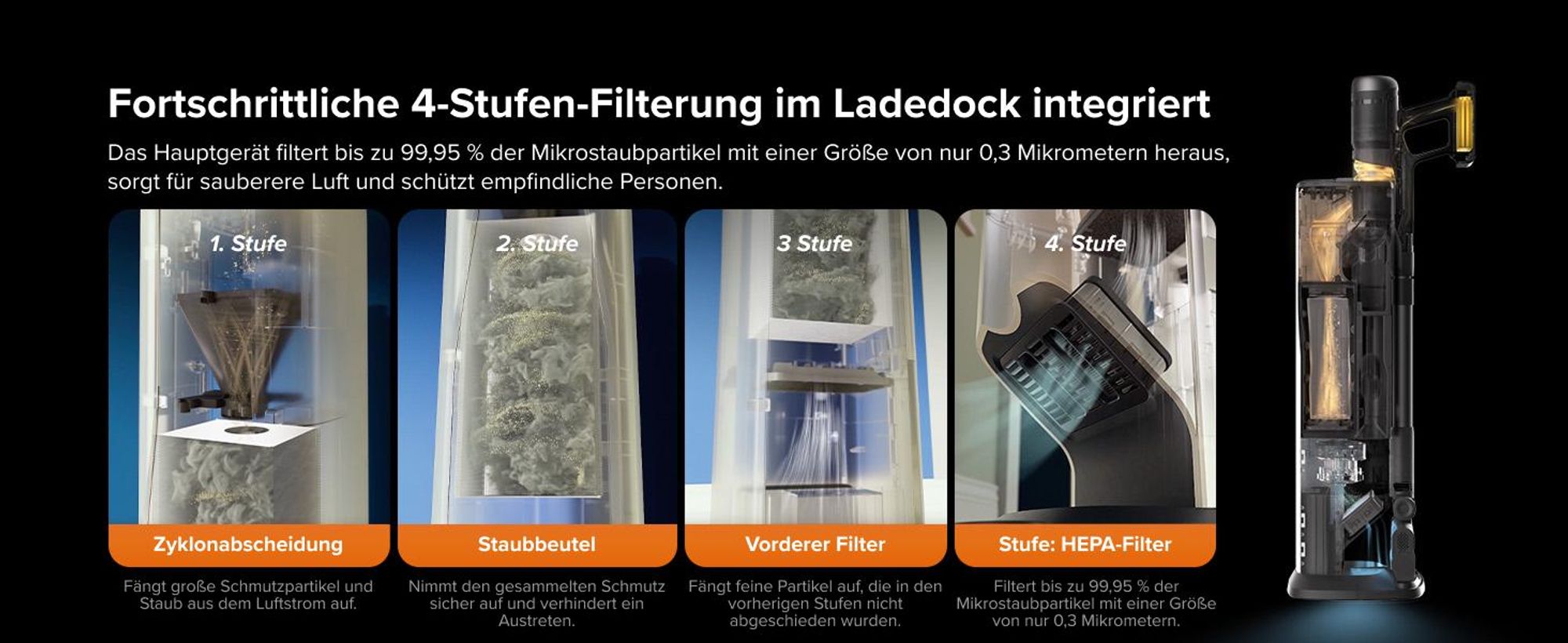 Roborock H60 Hub Ultra Akku Staubsauger mit Absaugstation, 210AW kraftvolle Saugleistung, 90 Min. maximale Laufzeit, Staubsauger kabellos