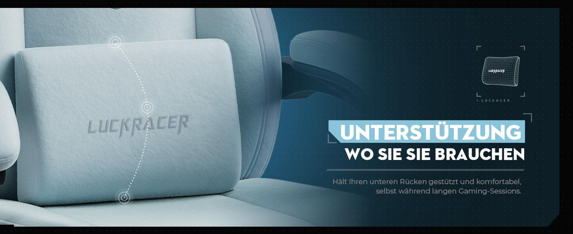 LUCKRACER Gaming Stuhl, Bürostuhl mit verbundenen Armlehnen, Memory-Schaum-Kissen, 90–155° Neigungswinkel und Fußstütze, strapazierfähigem Funktionsge