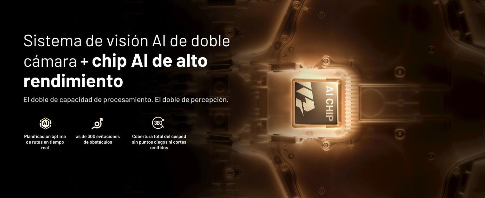Cortacésped robótico Mammotion LUBA 3 AWD 1500 con soporte para lavado, para 1500m², tracción en las cuatro ruedas, pendiente 80%, mapeo-auto, 4G, APP