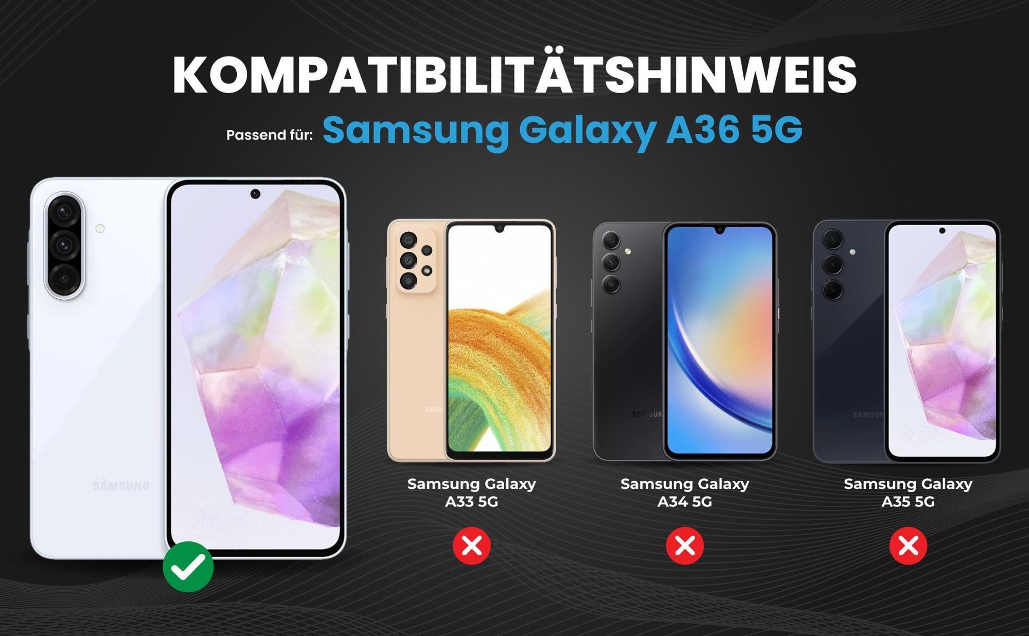 Kompatibilitätshinweise Hülle für Samsung Galaxy A36 5G