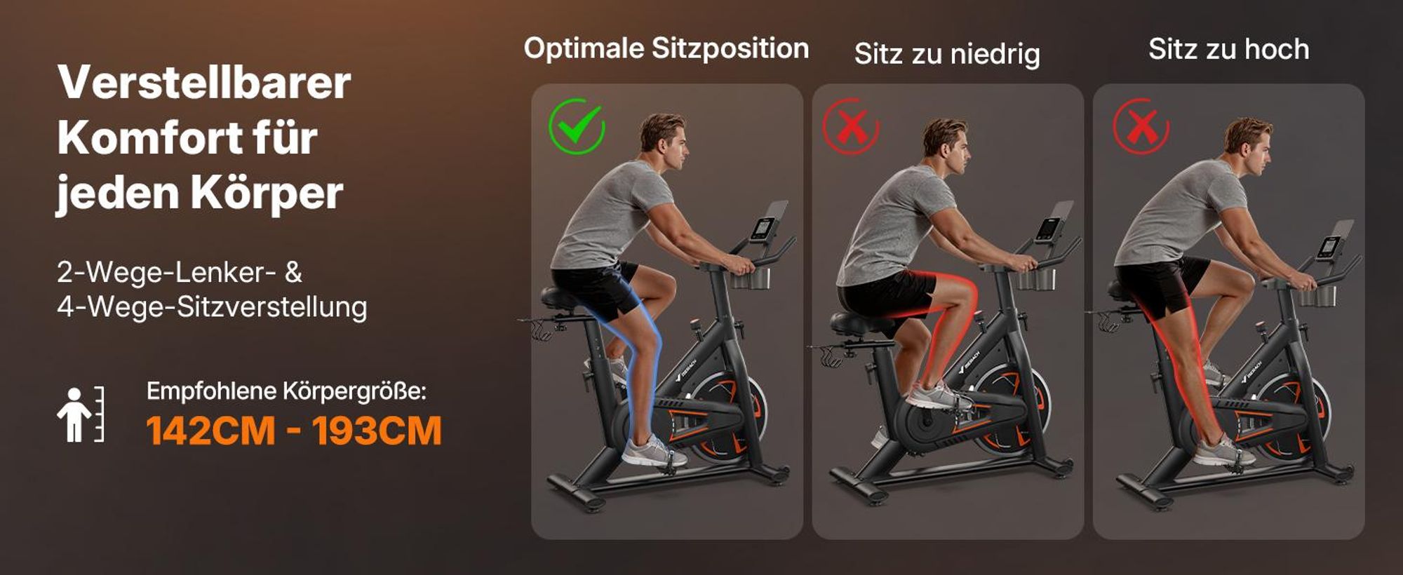 Heimtrainer Fahhrad für Zuhause, leises Fitnessbike mit LCD-Display, Magnetischer Widerstand, 8 Widerstandsstufen, bis 150 KG belastbar
