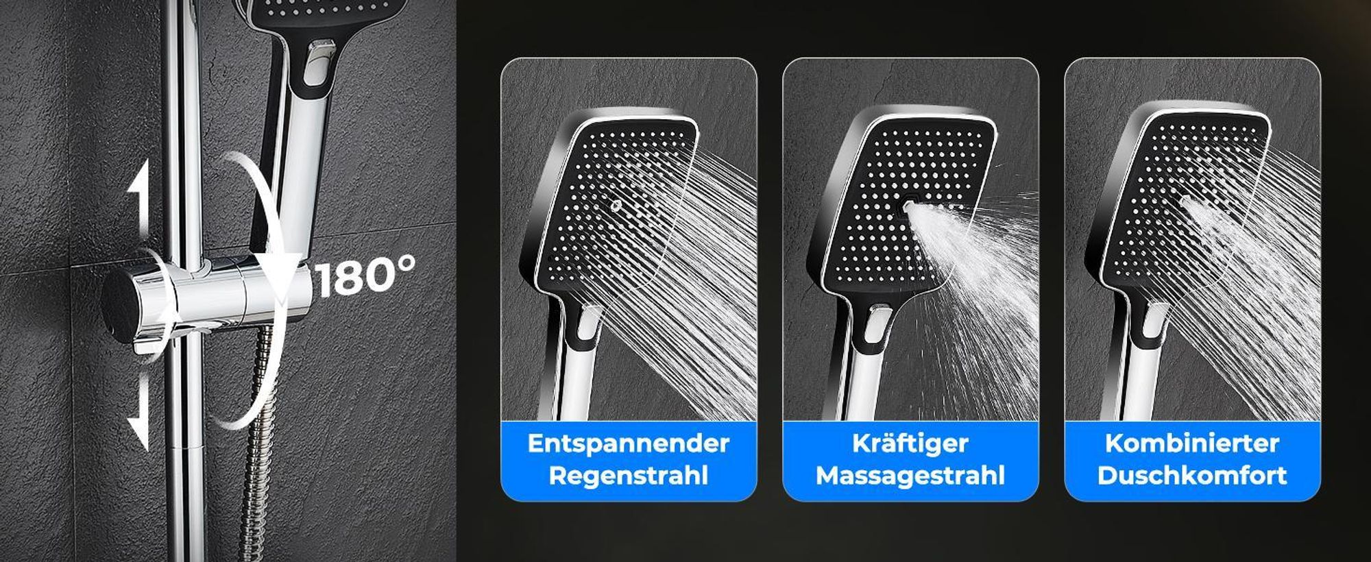 Handbrause mit 3 Strahlarten