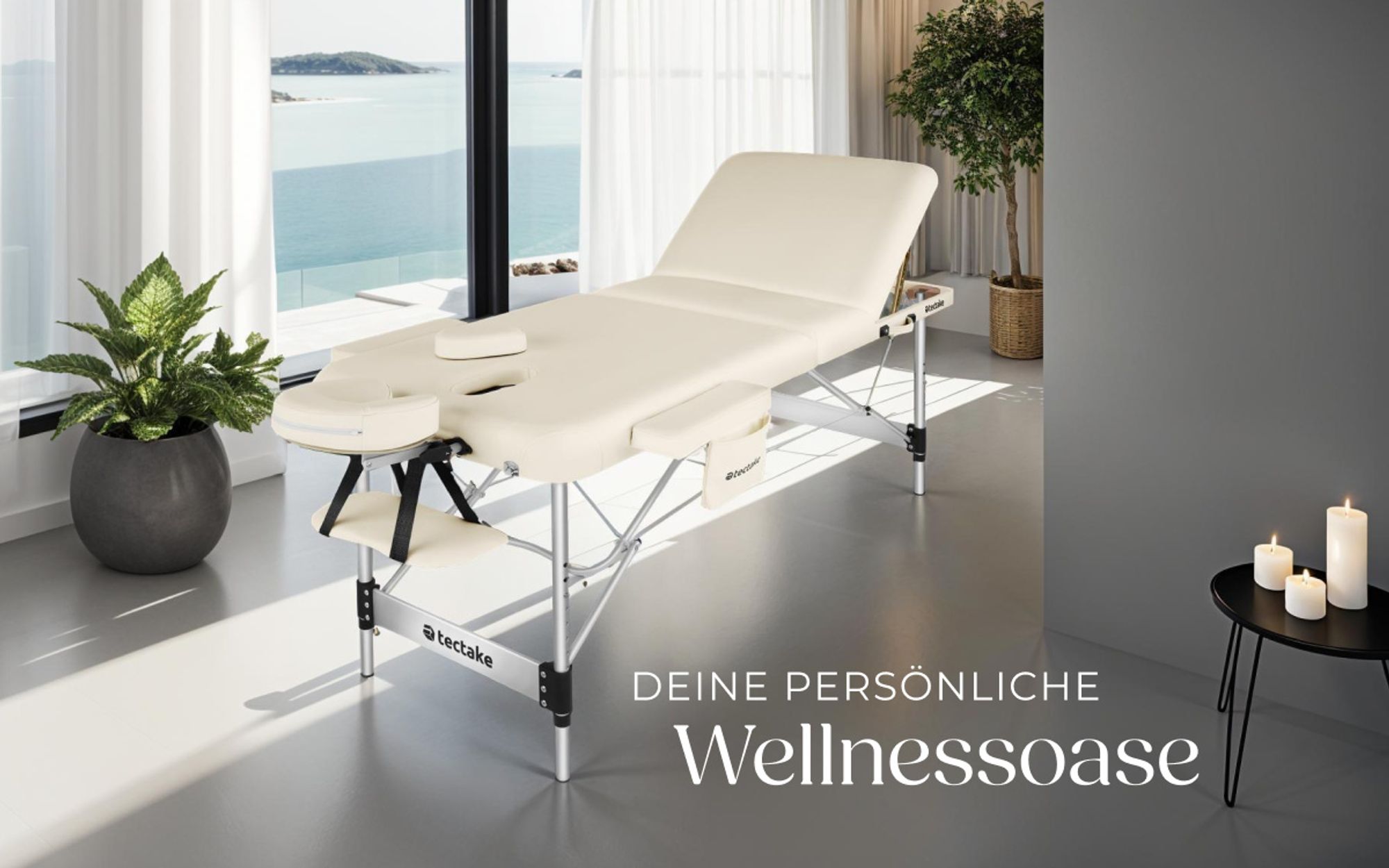 tectake® 3 Zonen Massageliege Phuket Breite 70 cm, Polsterung 5 cm 212 x 103 x 90 cm