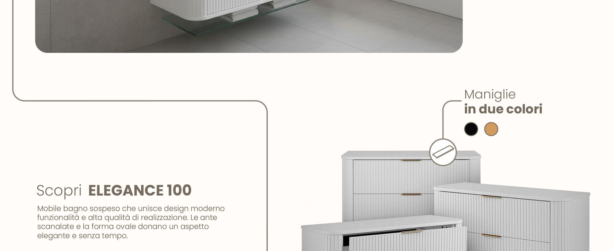 Mobile da bagno 100 CM Bianco opaco MDF 2 cassetti