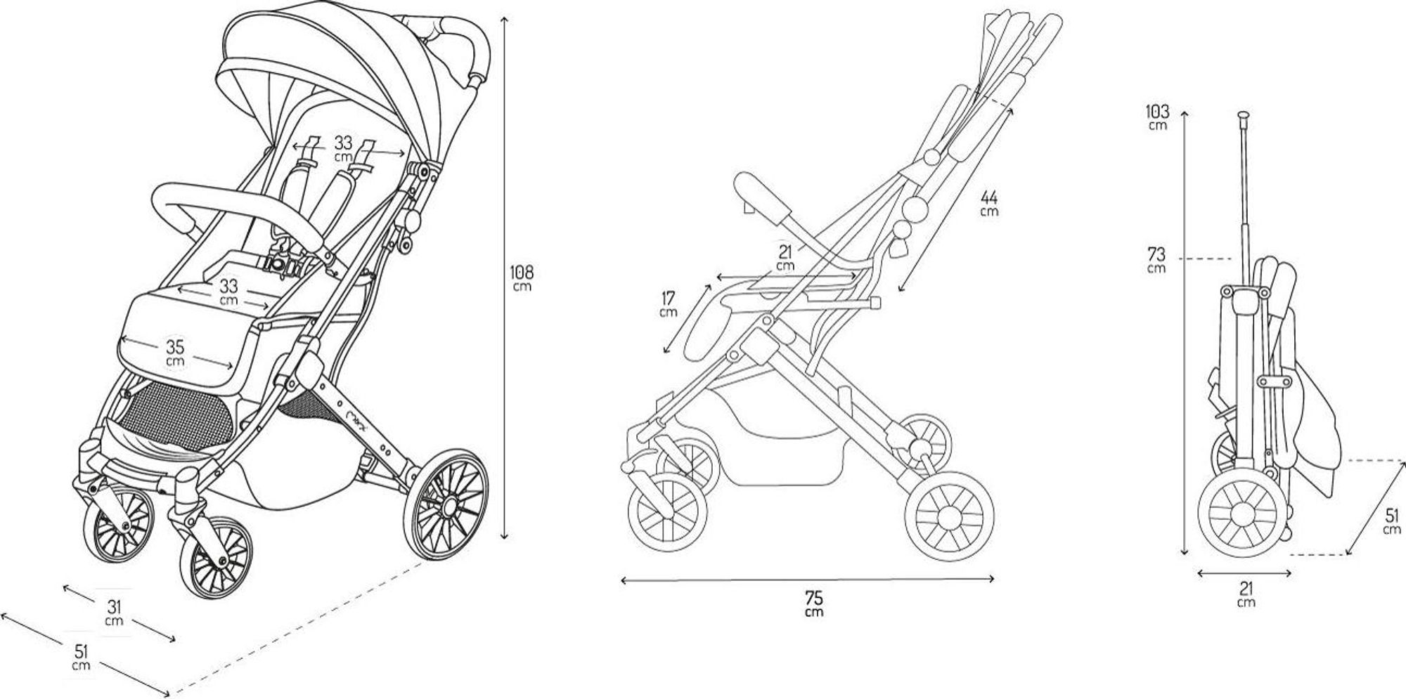 MoMi ESTELLE DAKAR Buggy Kinderwagen Bis zu 22 kg - Leicht, Moskitonetz, Schlafsack und Regenschutz - Grau