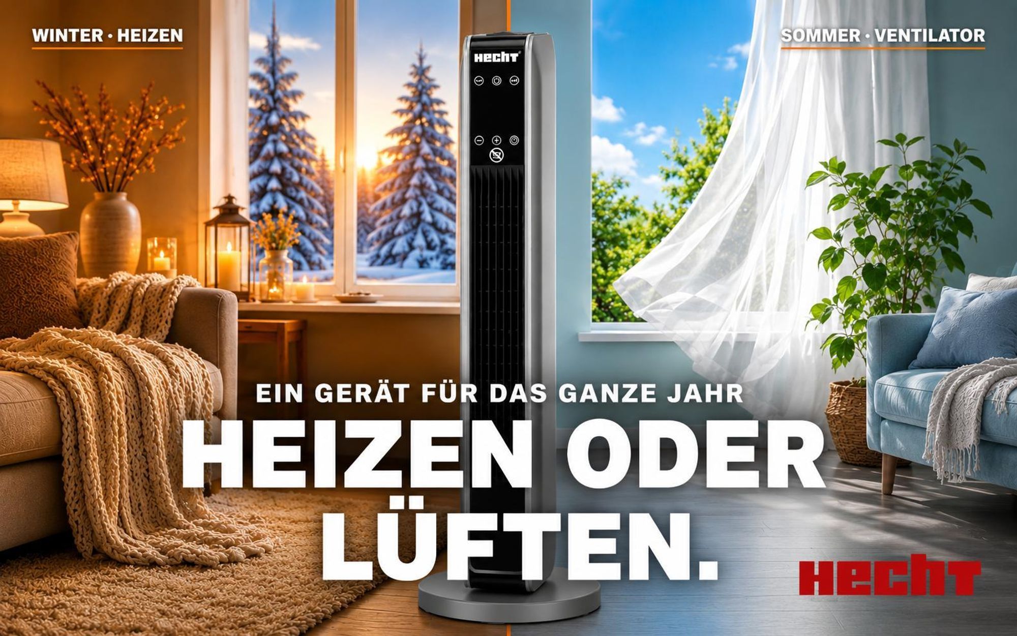 Ventilator 2in1 Keramik Heizlüfter Elektro HCEHT 3611 | 2200 W | Touchscreen und Thermostat