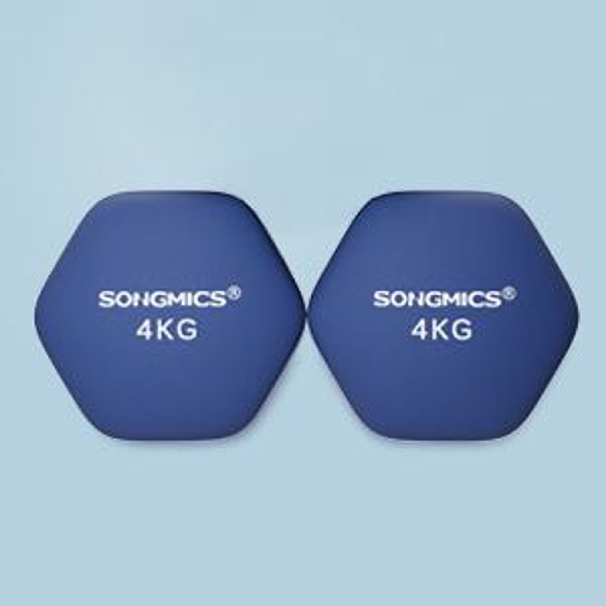 SONGMICS Hanteln, 2er Set, 2 x 4 kg, Hantelset, Kurzhanteln, Hexagon, Neopren-Beschichtung, Krafttraining, Workout, Fitnesstraining, für Zuhause