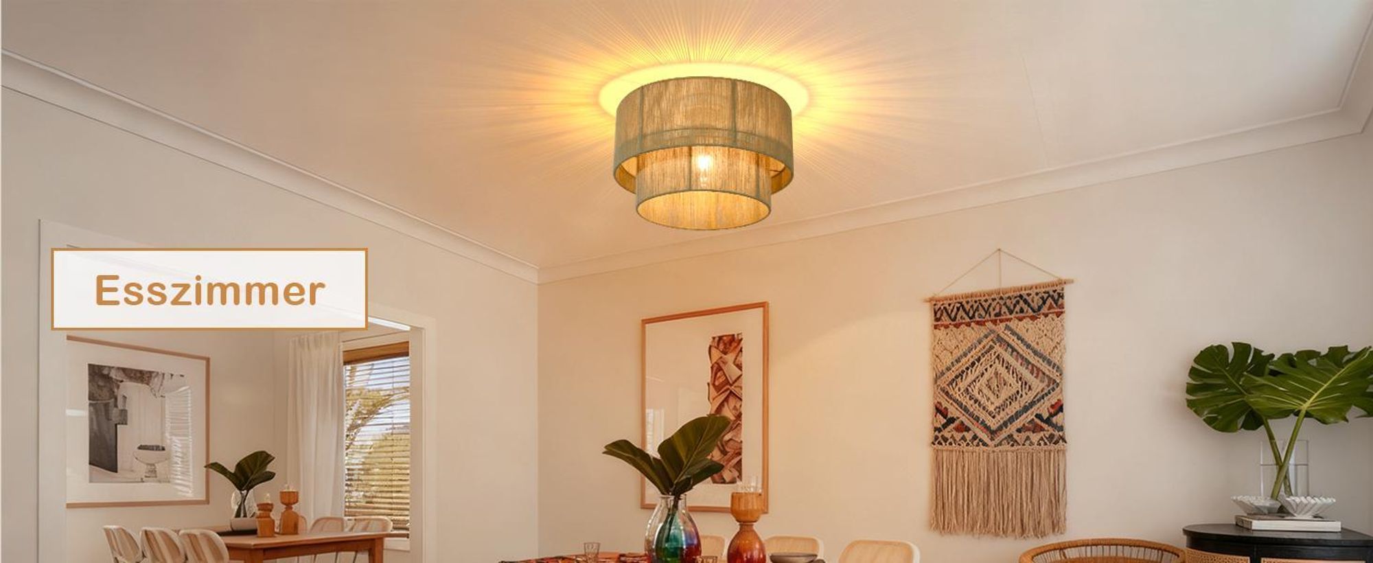 ZMH Stropní svítidlo Boho Stropní lampa Ložnice Ø40cm Vintage ložnicová lampa Kuchyňská lampa E27 objímka pro obývací pokoj, kuchyň, chodbu (bez žárovky)