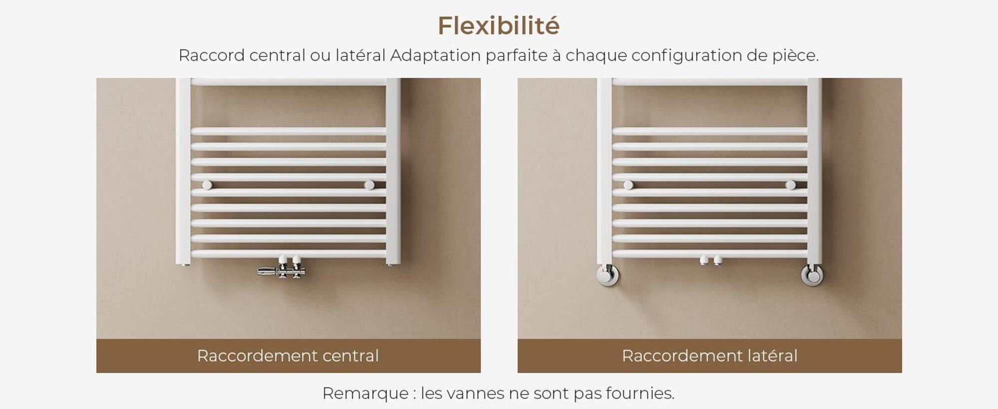 S'AFIELINA 160 x 50 cm Radiateur sèche-serviettes Radiateur sèche-serviettes Raccord central Chauffe-serviettes droit Blanc avec vanne,654 W