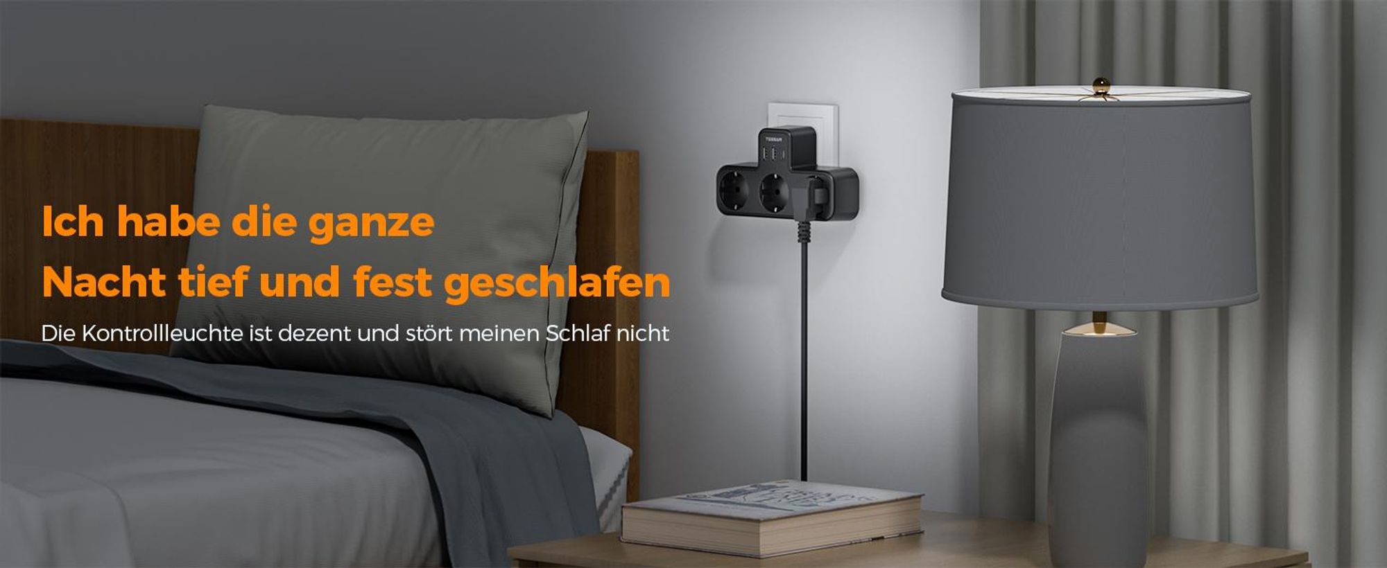 TESSAN Mehrfachstecker mit USB für Steckdose 3 Fach Steckdosenadapter mit 2 USB A und 1 USB C 3600W Mehrfachsteckdose Ladegerät Schwarz