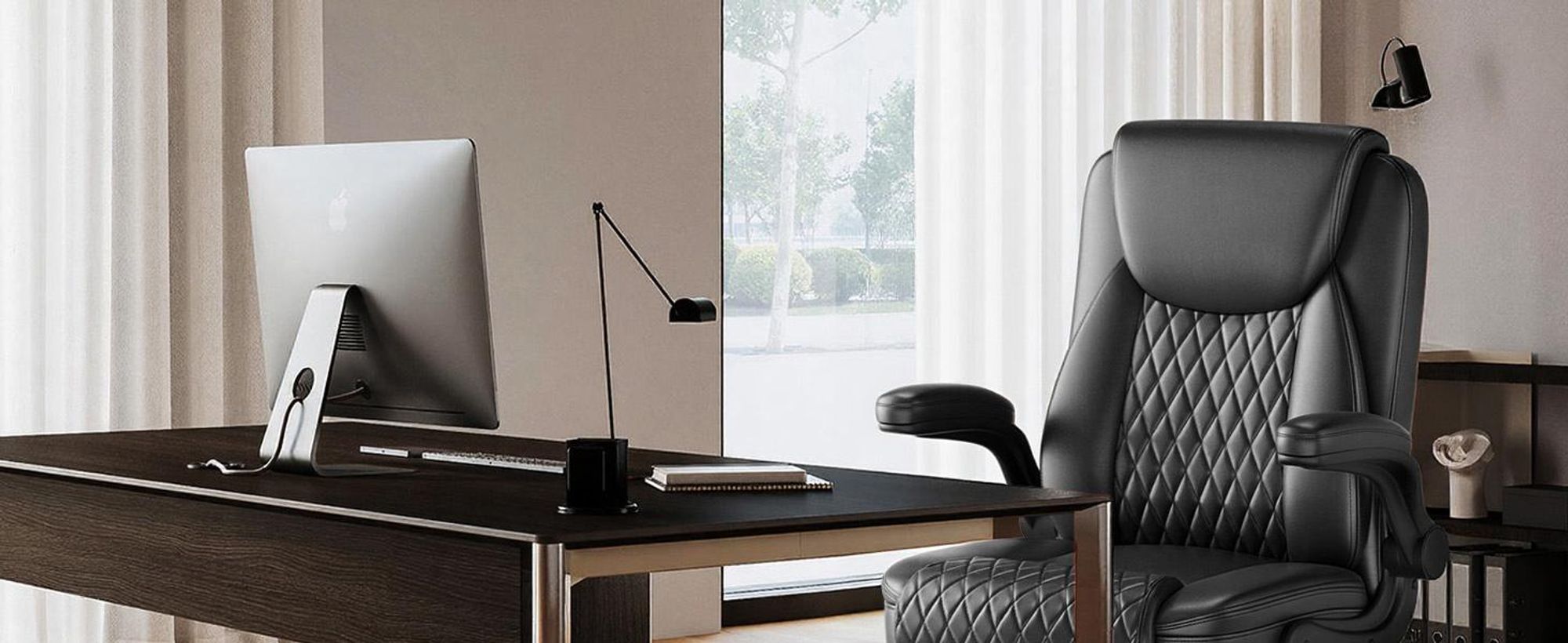 GTPLAYER Bürostuhl Ergonomisch, Schreibtischstuhl, Chefsessel mit Hoher Rückenlehne, Hochklappbaren Armlehnen, Höhenverstellbar,  Extra Breit Sitz