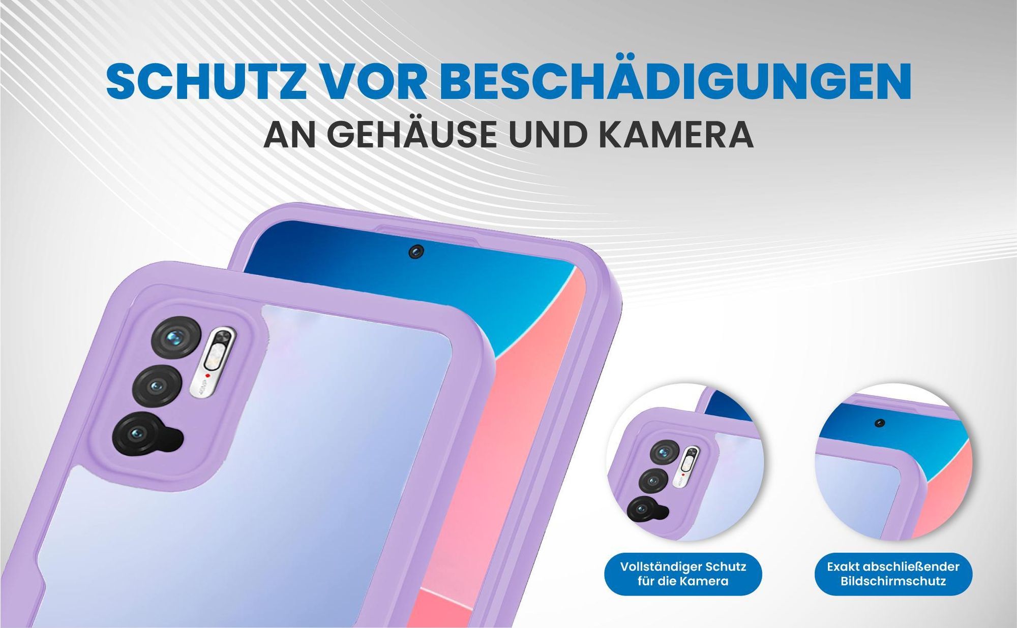 Violette 360 Grad Handyhülle für Xiaomi Redmi Note 10 5G Front und Backcover