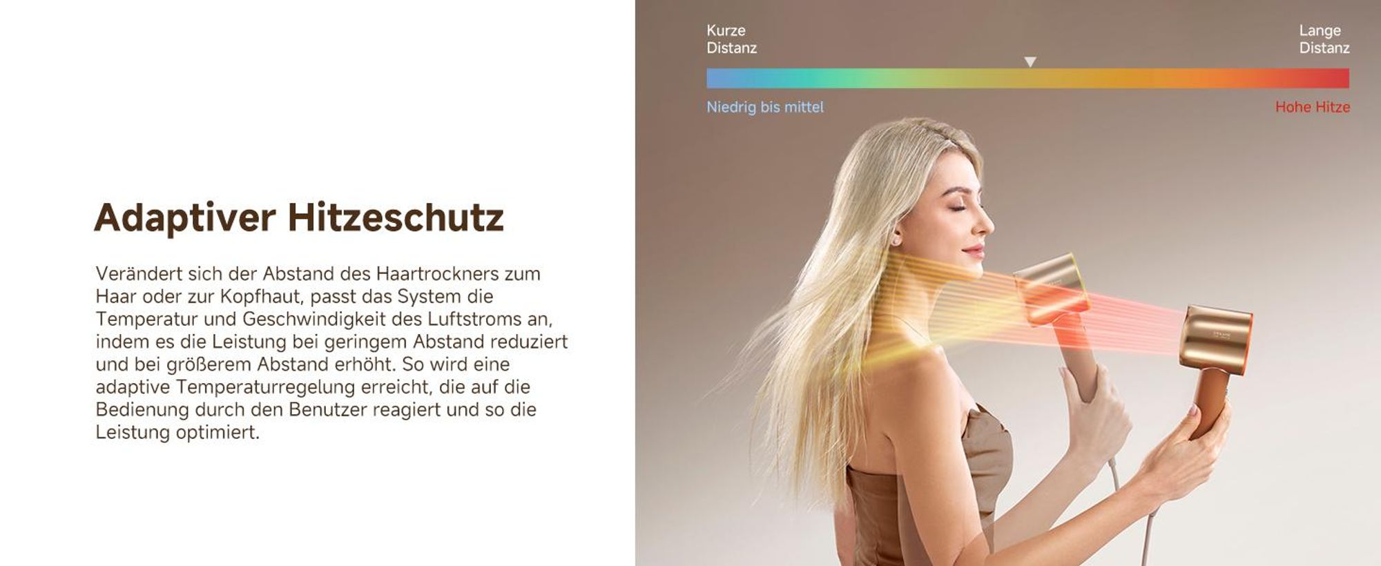 Dreame Miracle Pro Haartrockner,Rotlicht-Kopfhautpflege,Haarpflege mit negativen Ionen,130K U/min,4 Temperaturstufen,2 Gebläsestufen,Ledergriff,Gold