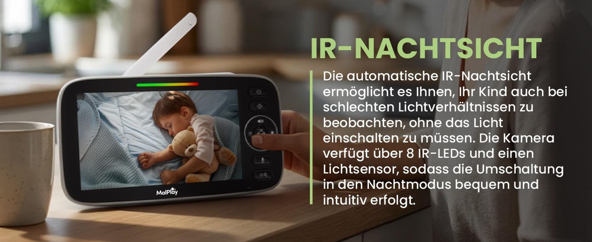 Babyphone mit Kamera und Monitor für kleine Kinder und Tiere