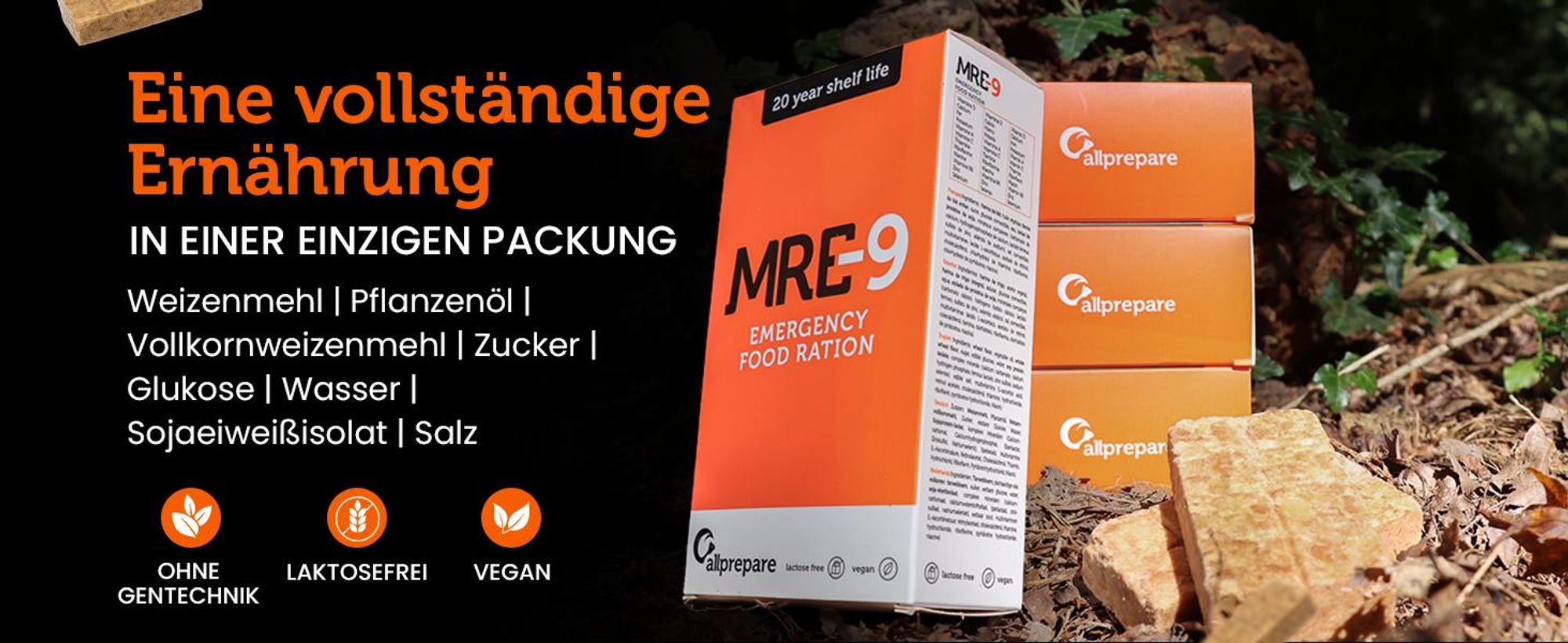 MRE-9 Notfallnahrung mit ausgewählten Zutaten und hohem Nährwert