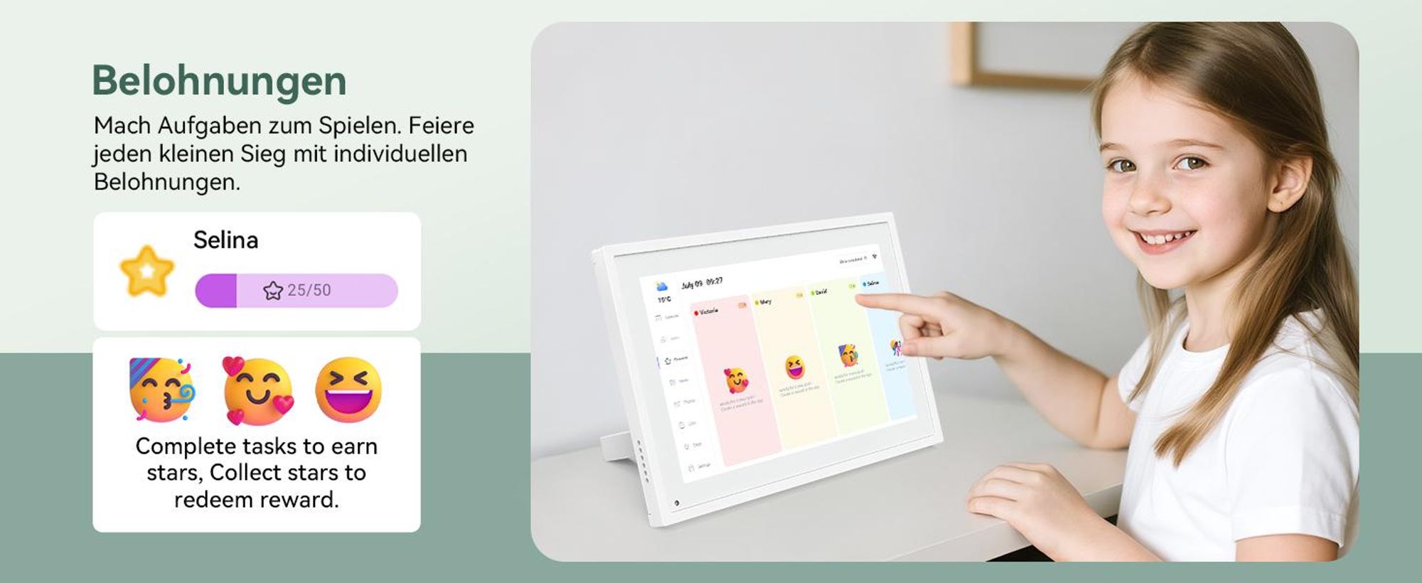 TABWEE P10 10,1 Zoll Digitaler Kalender und Desktop Bilderrahmen mit Touchscreen, WLAN, 1280x800, 16:10, Multi-Device-Sync und Sharing, Fotorahmen